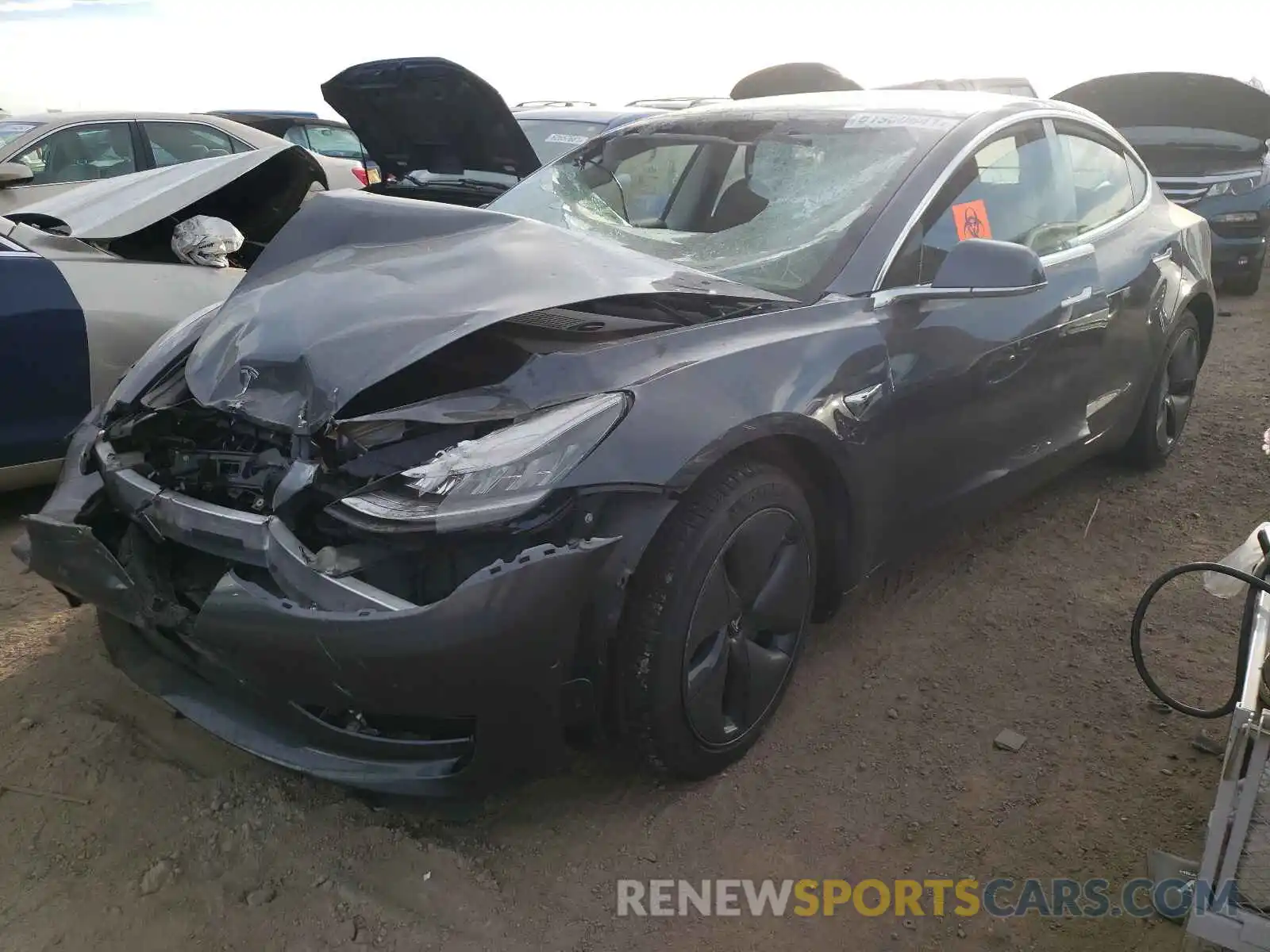 2 Photograph of a damaged car 5YJ3E1EB4LF741482 TESLA MODEL 3 2020