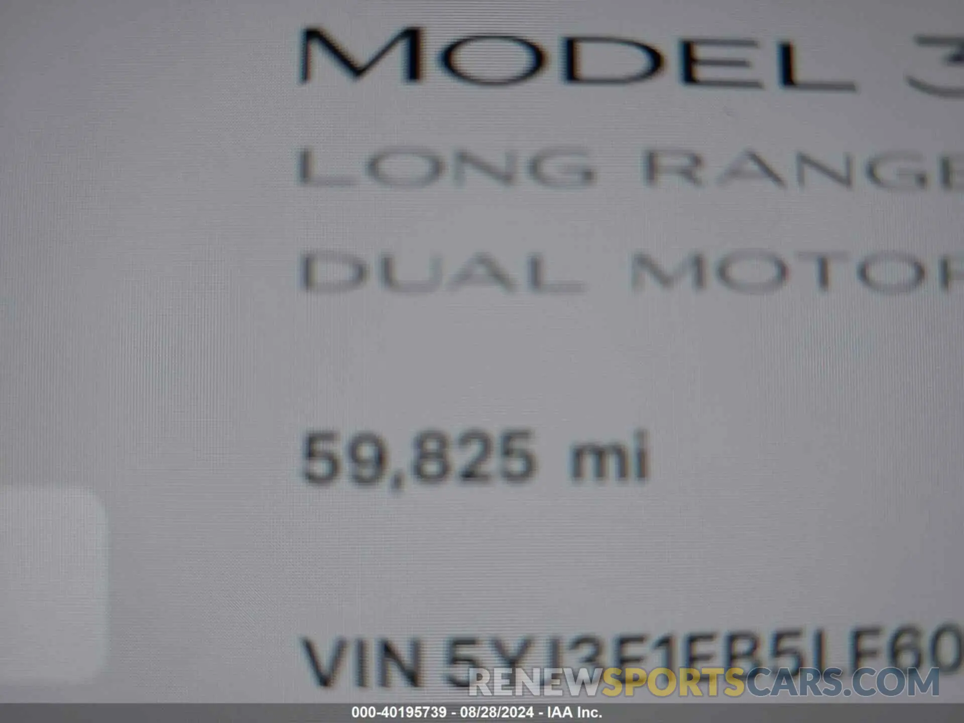 14 Photograph of a damaged car 5YJ3E1EB5LF607080 TESLA MODEL 3 2020