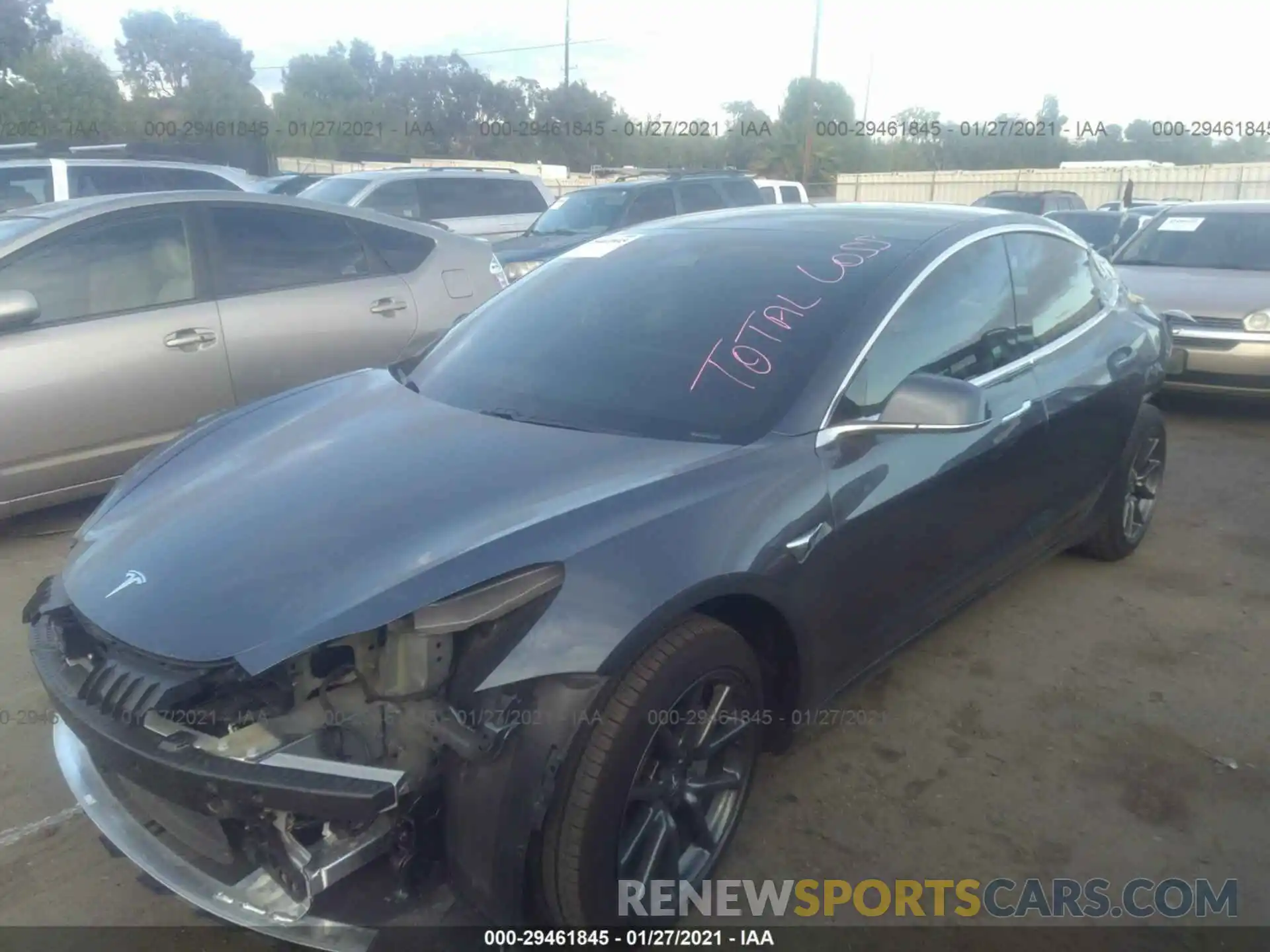 2 Photograph of a damaged car 5YJ3E1EB5LF635543 TESLA MODEL 3 2020