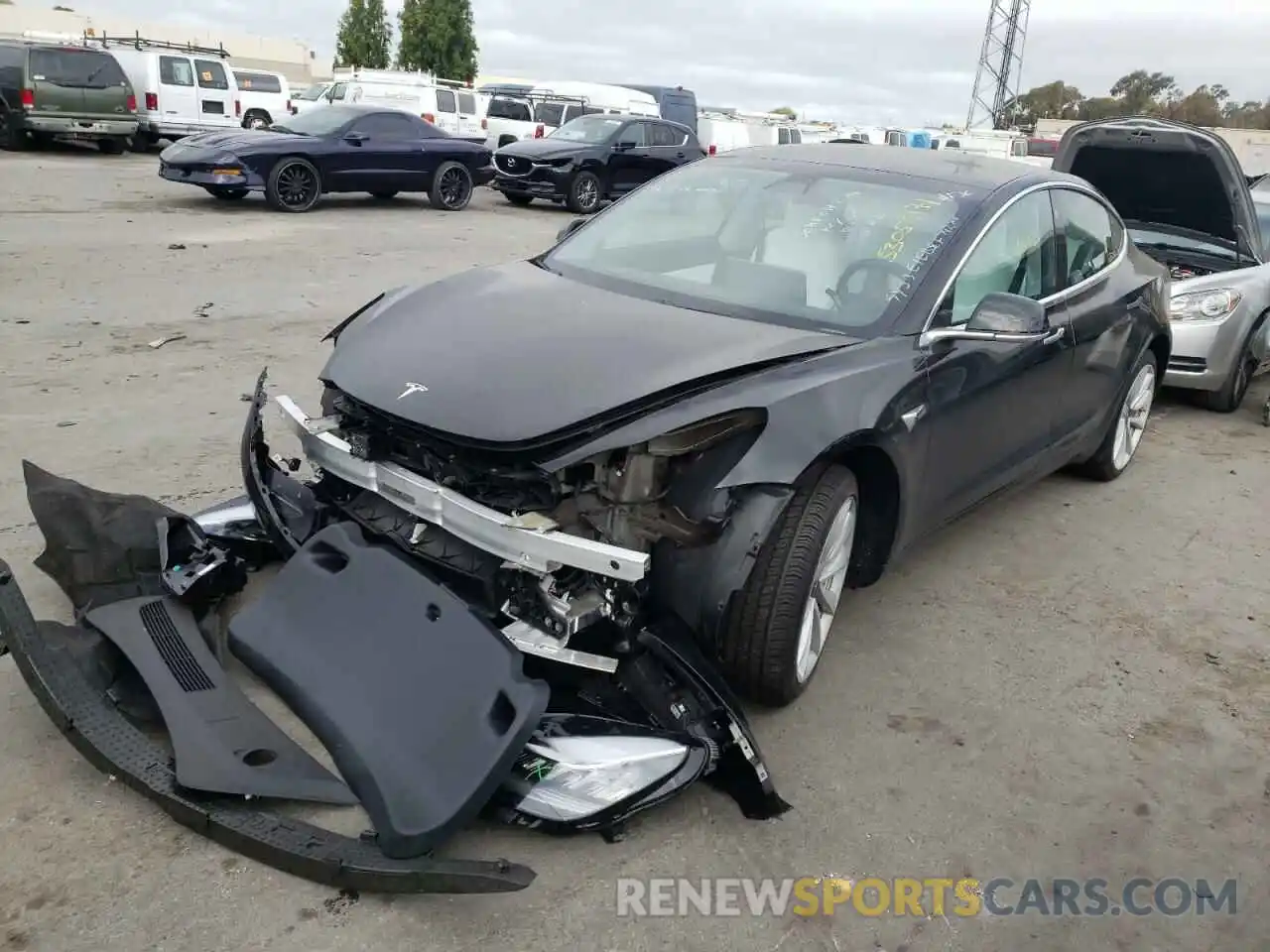 2 Photograph of a damaged car 5YJ3E1EB5LF742706 TESLA MODEL 3 2020