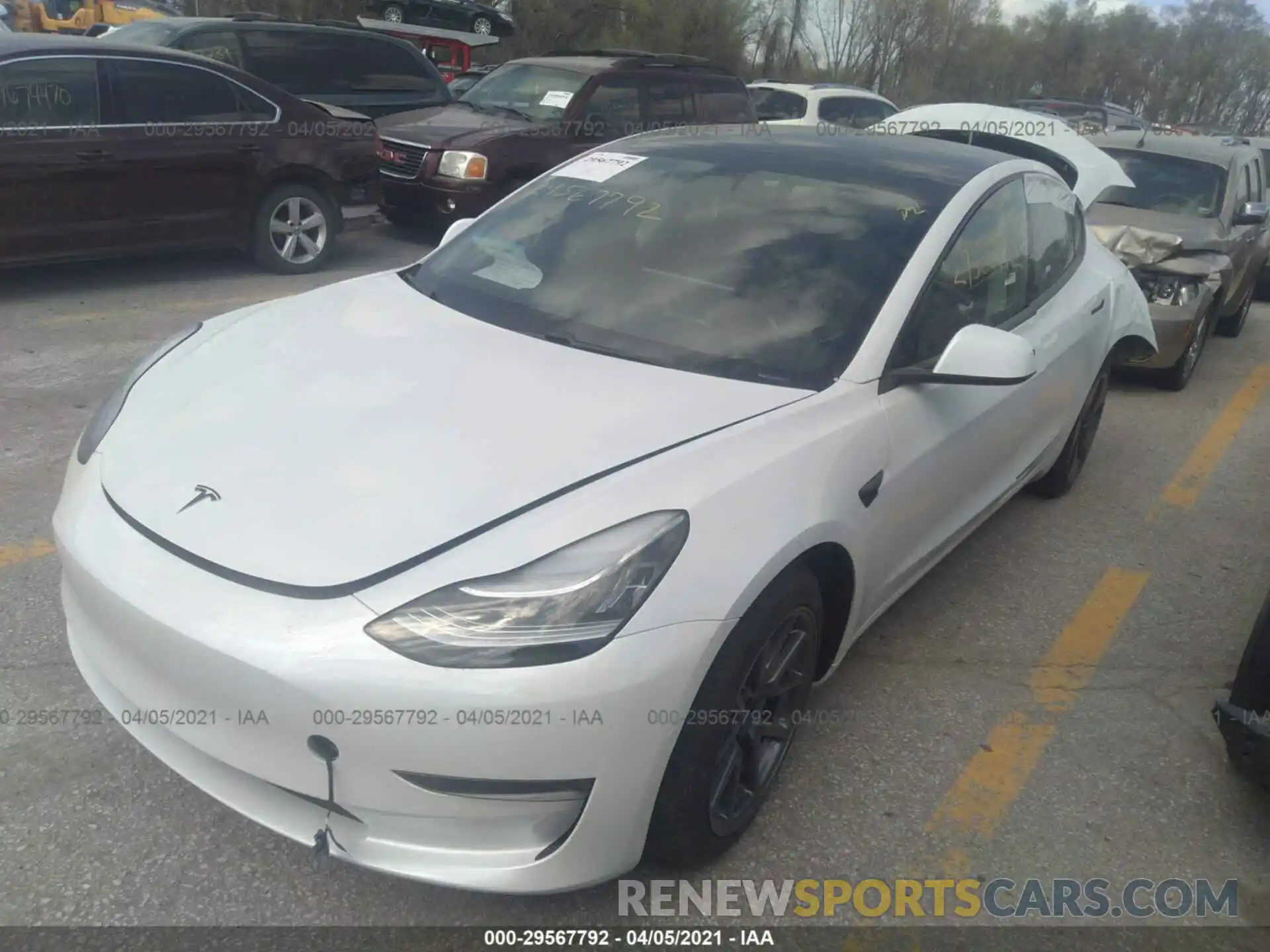 2 Photograph of a damaged car 5YJ3E1EB5LF787189 TESLA MODEL 3 2020