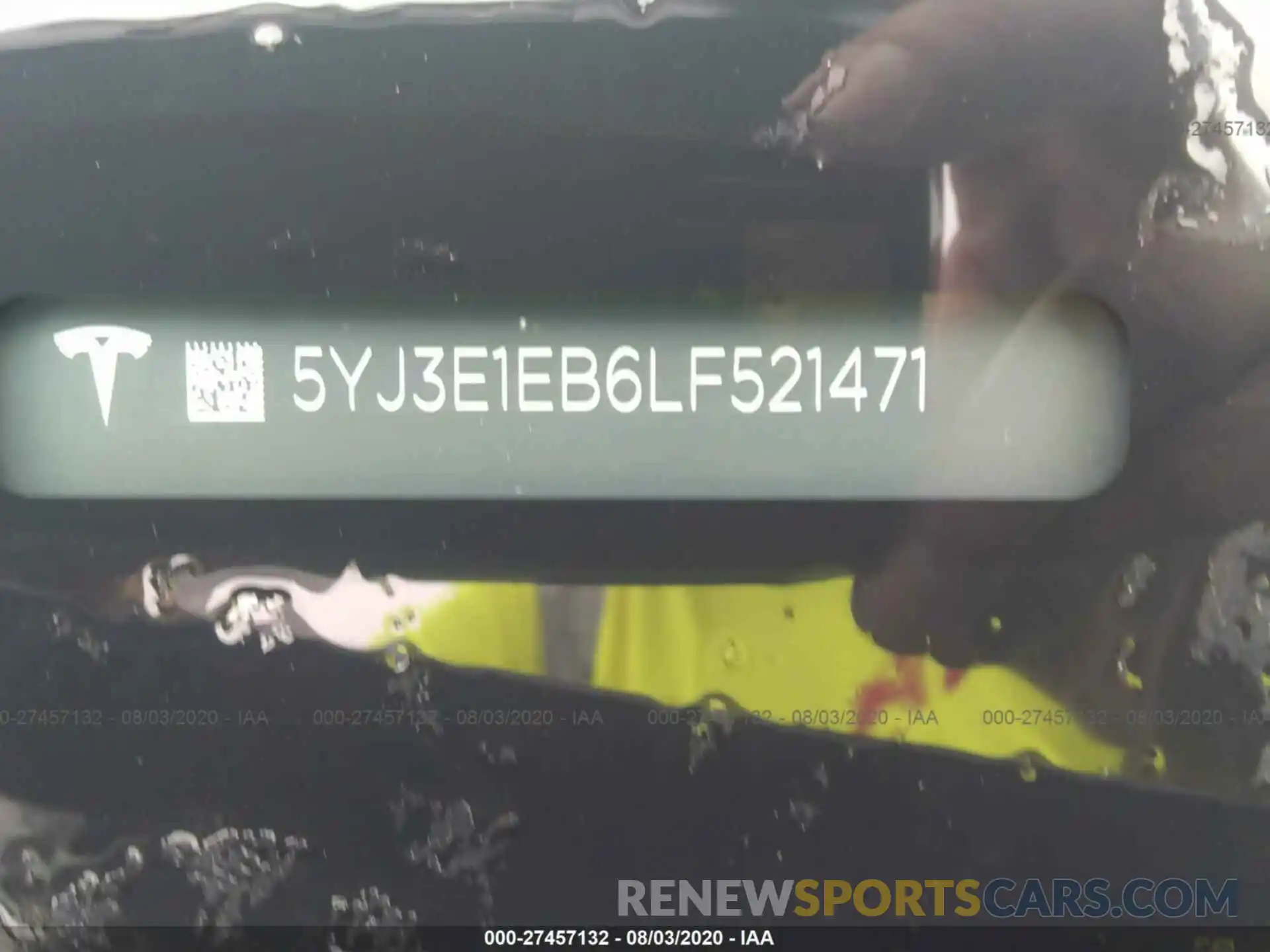 9 Photograph of a damaged car 5YJ3E1EB6LF521471 TESLA MODEL 3 2020