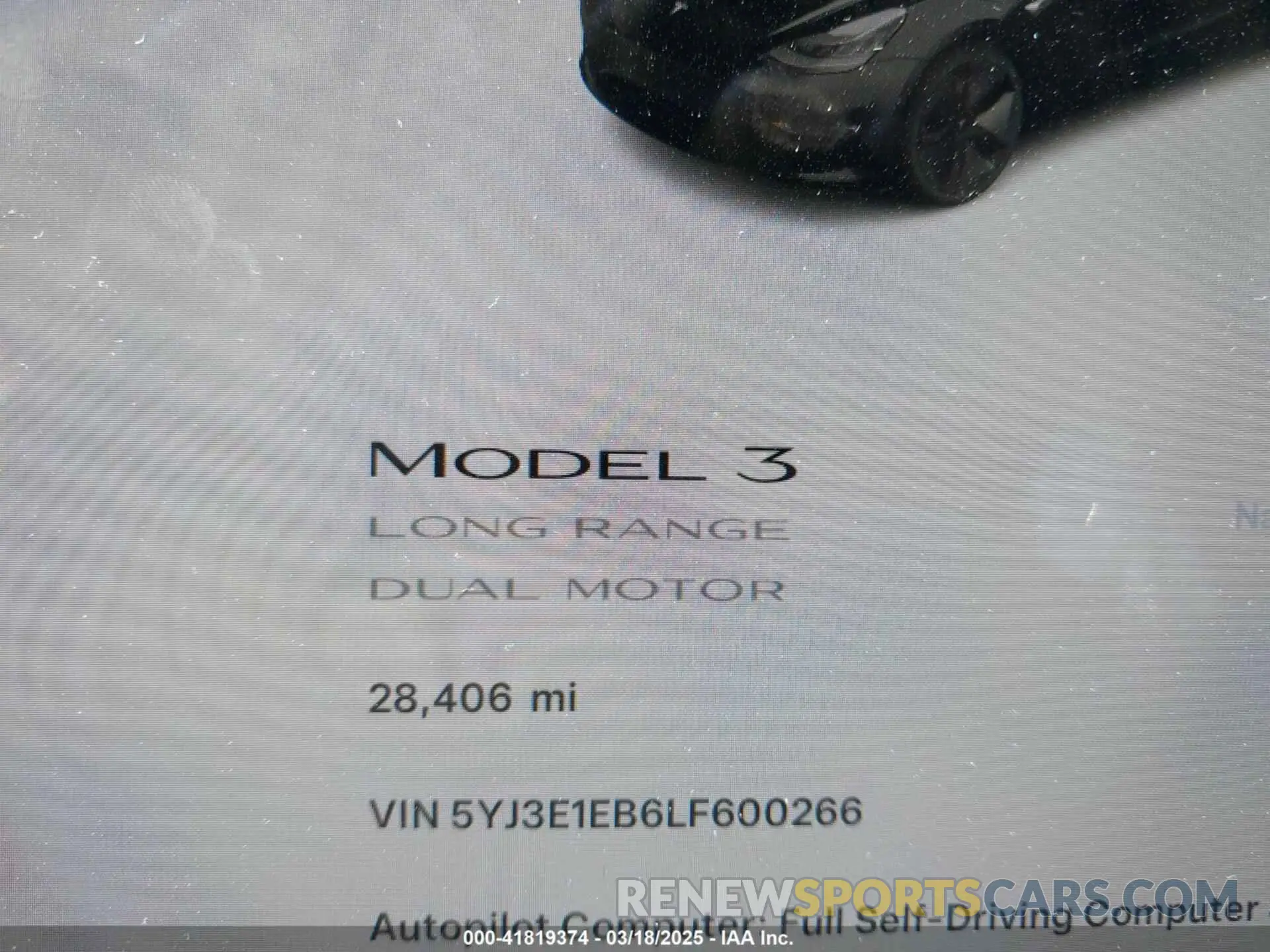 15 Photograph of a damaged car 5YJ3E1EB6LF600266 TESLA MODEL 3 2020