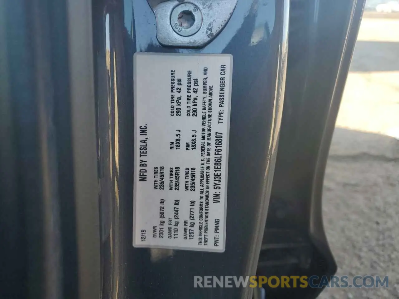 13 Photograph of a damaged car 5YJ3E1EB6LF616807 TESLA MODEL 3 2020