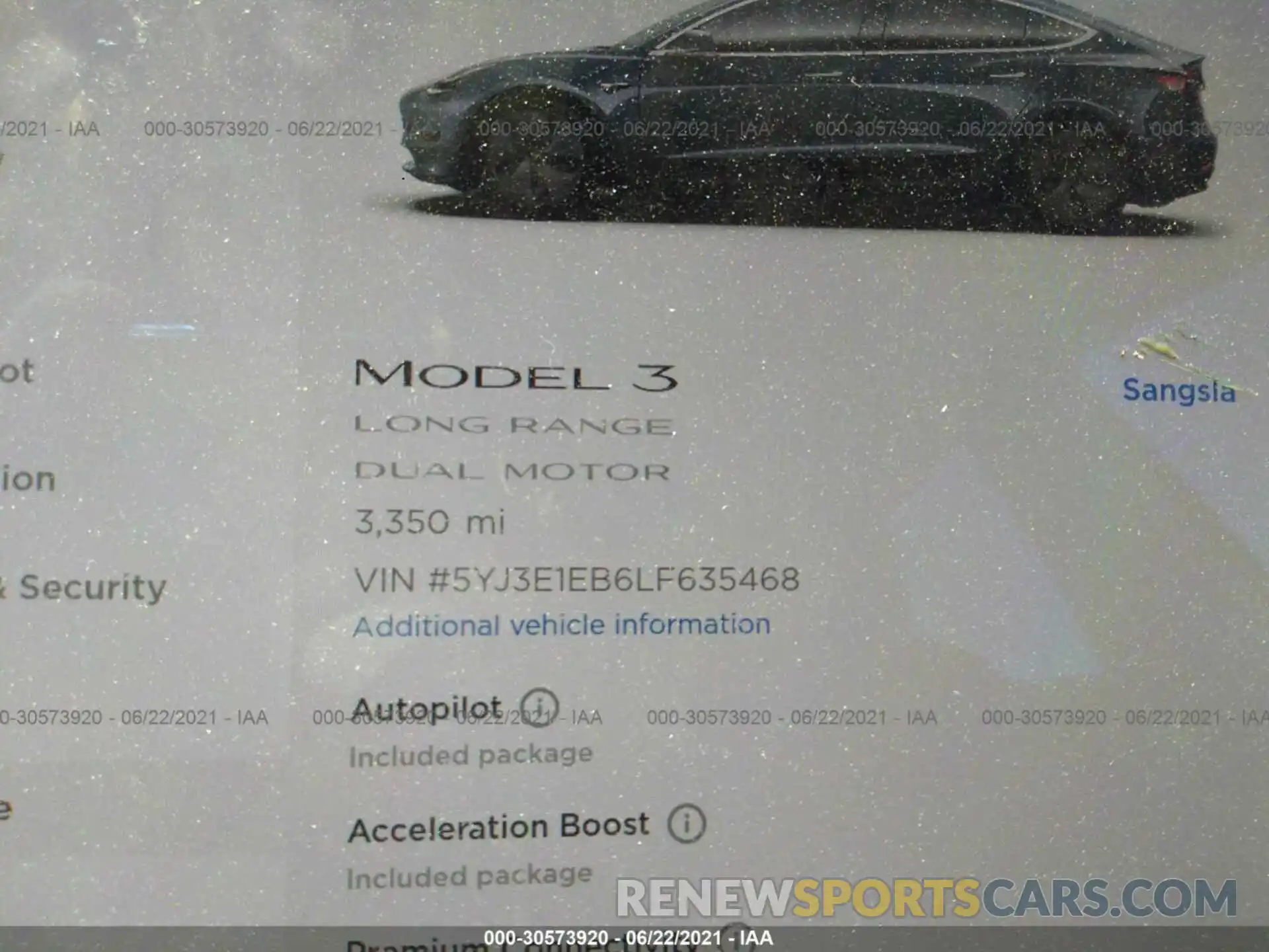 7 Photograph of a damaged car 5YJ3E1EB6LF635468 TESLA MODEL 3 2020