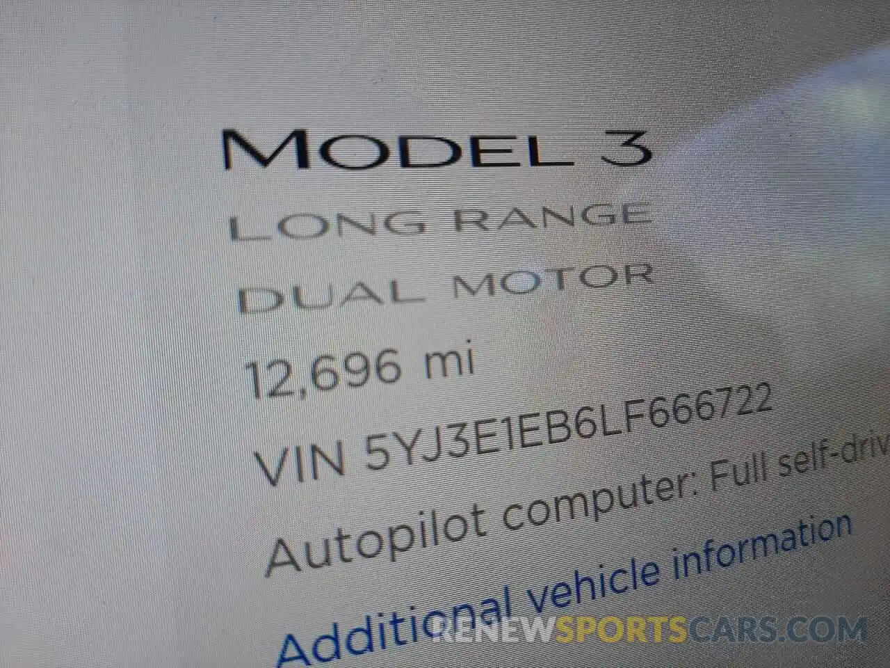 8 Photograph of a damaged car 5YJ3E1EB6LF666722 TESLA MODEL 3 2020