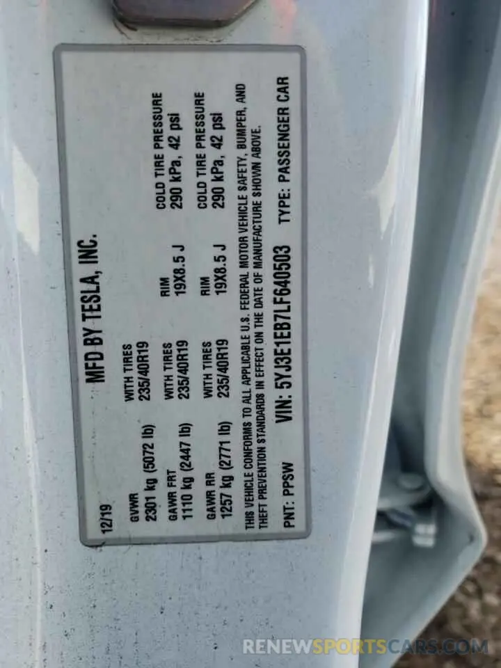 13 Photograph of a damaged car 5YJ3E1EB7LF640503 TESLA MODEL 3 2020