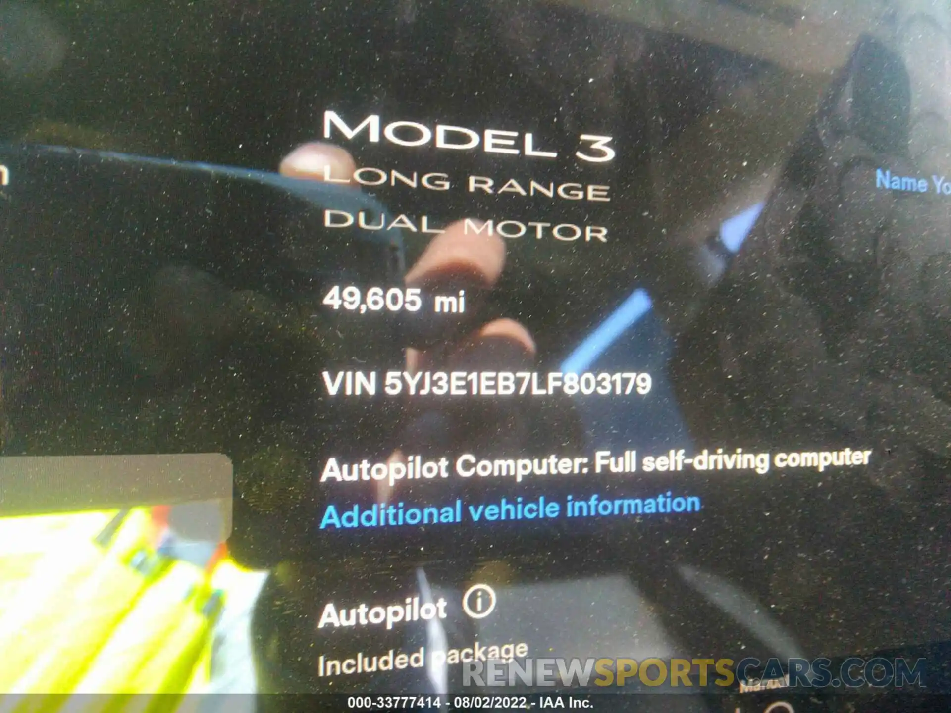 7 Photograph of a damaged car 5YJ3E1EB7LF803179 TESLA MODEL 3 2020