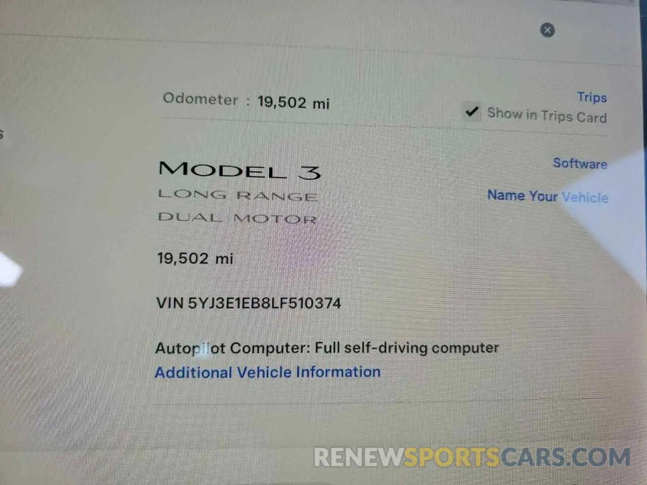 9 Photograph of a damaged car 5YJ3E1EB8LF510374 TESLA MODEL 3 2020