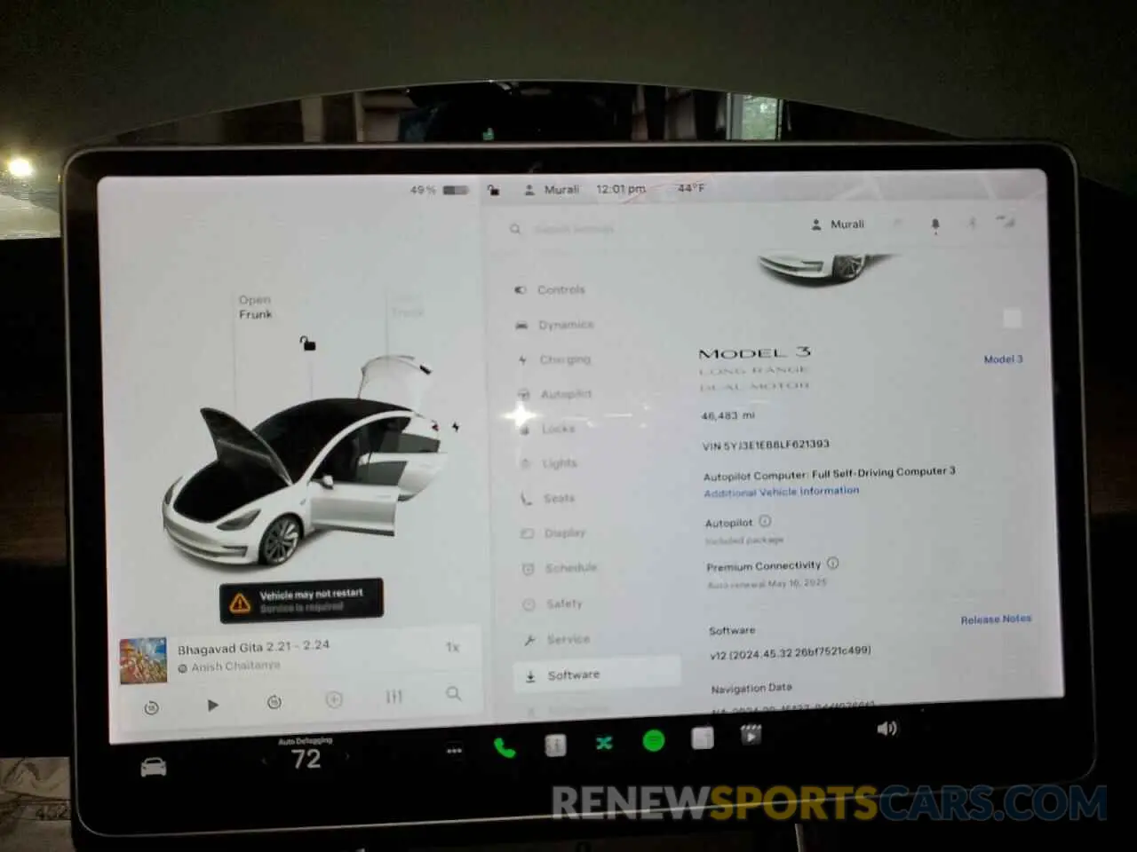 9 Photograph of a damaged car 5YJ3E1EB8LF621393 TESLA MODEL 3 2020
