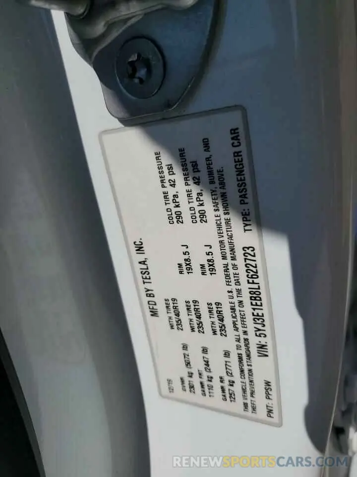 13 Photograph of a damaged car 5YJ3E1EB8LF622723 TESLA MODEL 3 2020