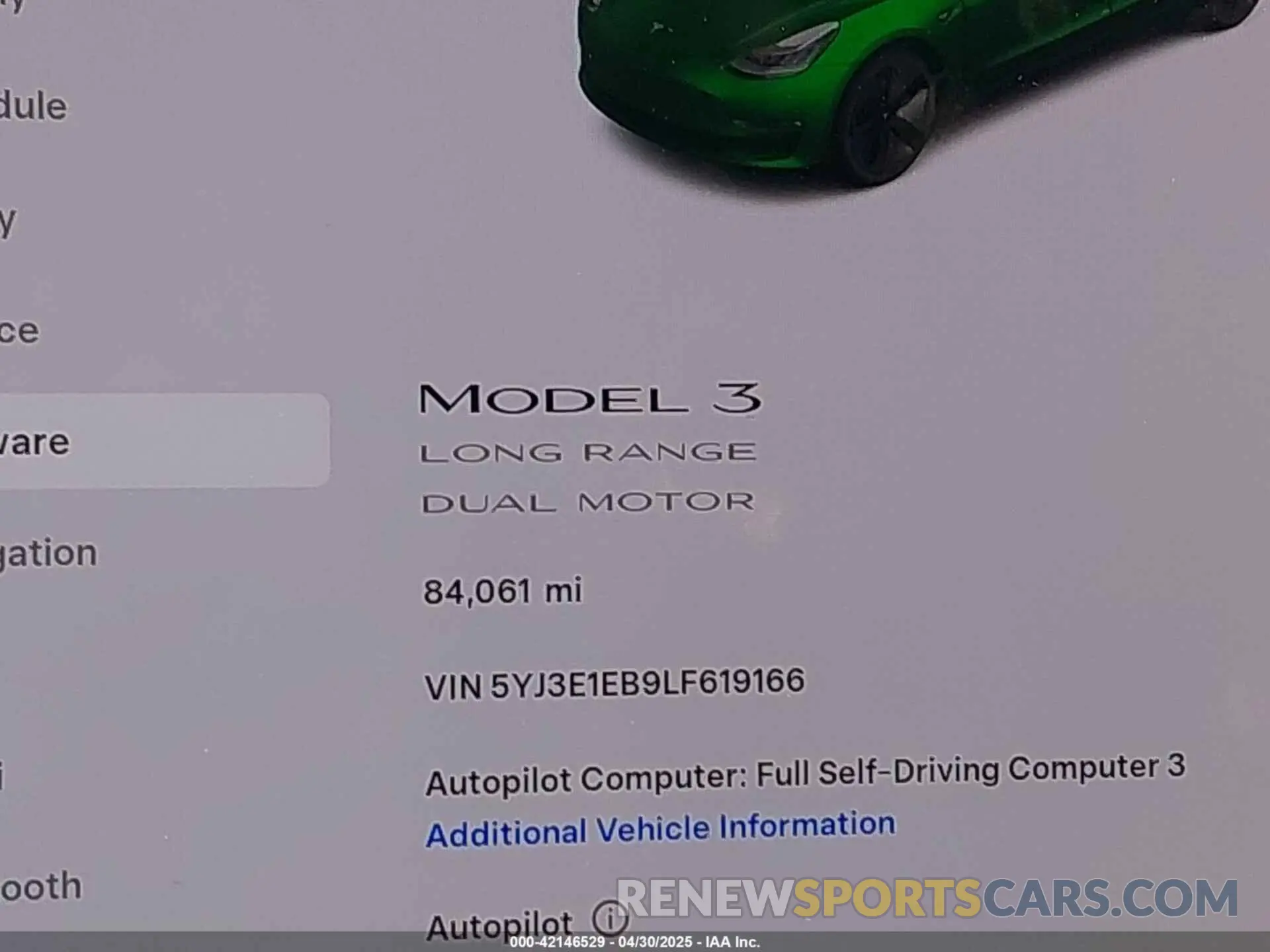 7 Photograph of a damaged car 5YJ3E1EB9LF619166 TESLA MODEL 3 2020