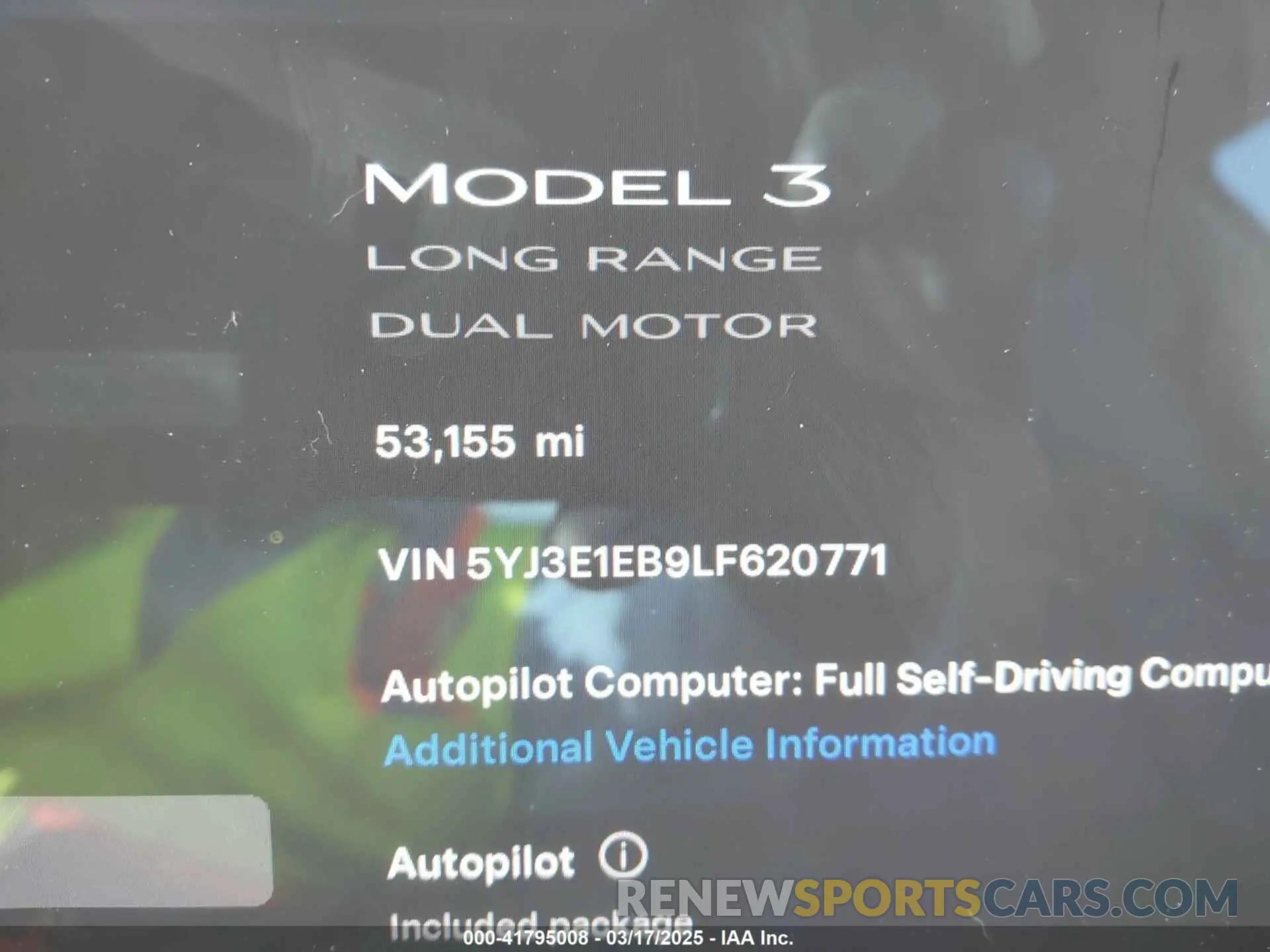15 Photograph of a damaged car 5YJ3E1EB9LF620771 TESLA MODEL 3 2020