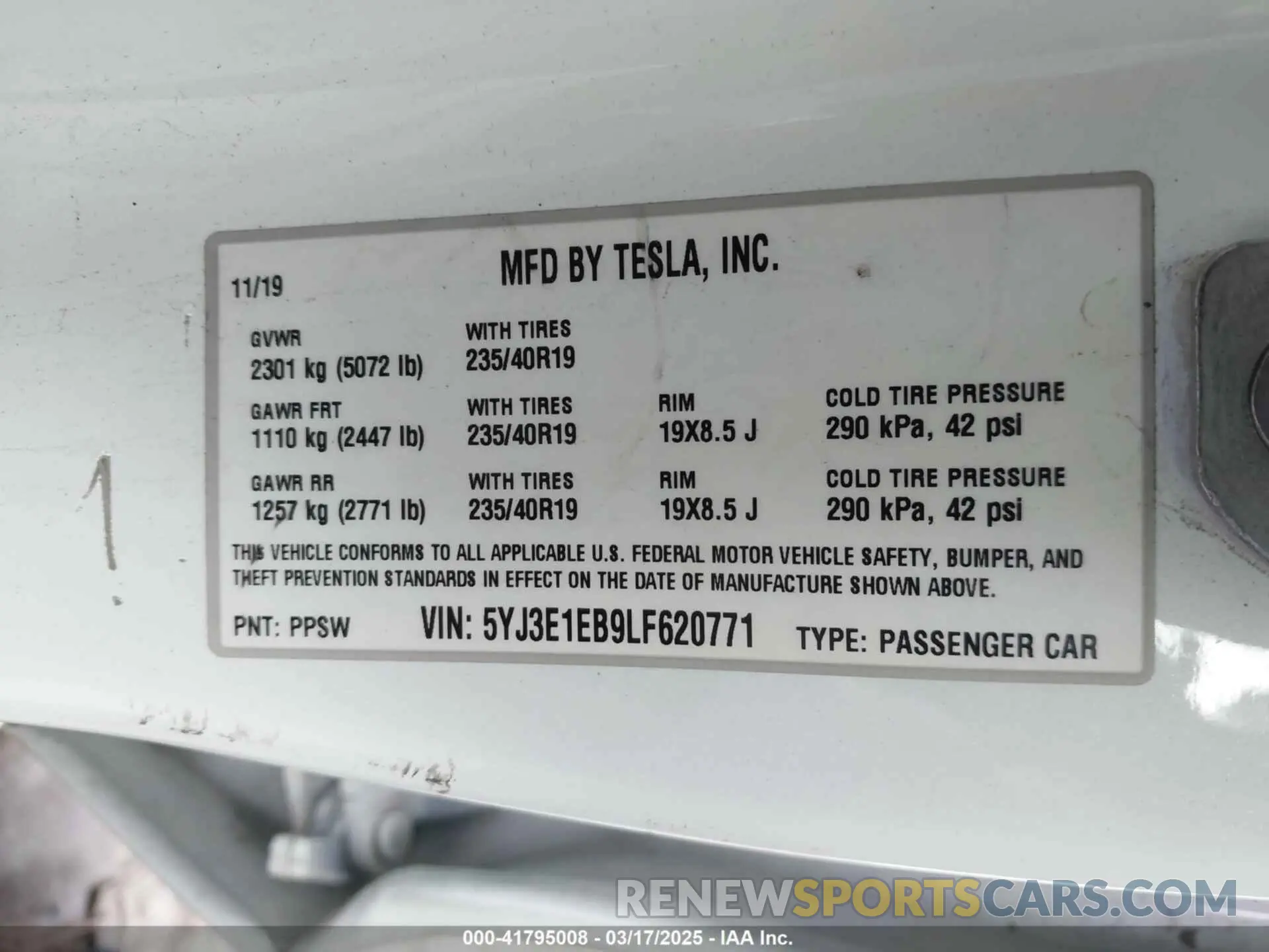 9 Photograph of a damaged car 5YJ3E1EB9LF620771 TESLA MODEL 3 2020