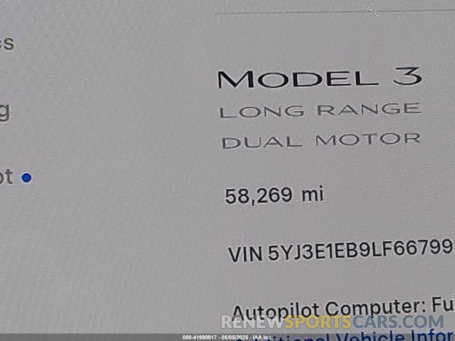 15 Photograph of a damaged car 5YJ3E1EB9LF667993 TESLA MODEL 3 2020