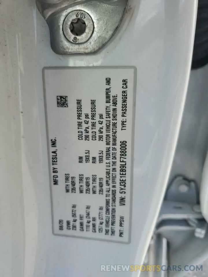 13 Photograph of a damaged car 5YJ3E1EB9LF788006 TESLA MODEL 3 2020