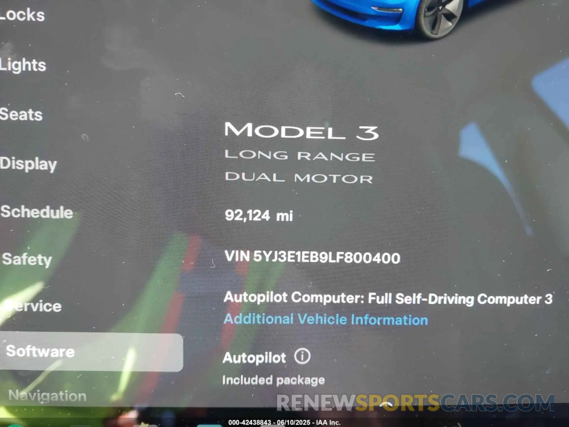 7 Photograph of a damaged car 5YJ3E1EB9LF800400 TESLA MODEL 3 2020