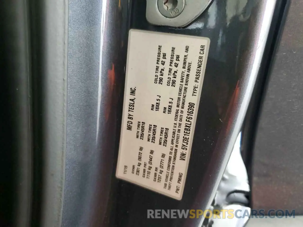 12 Photograph of a damaged car 5YJ3E1EBXLF616390 TESLA MODEL 3 2020