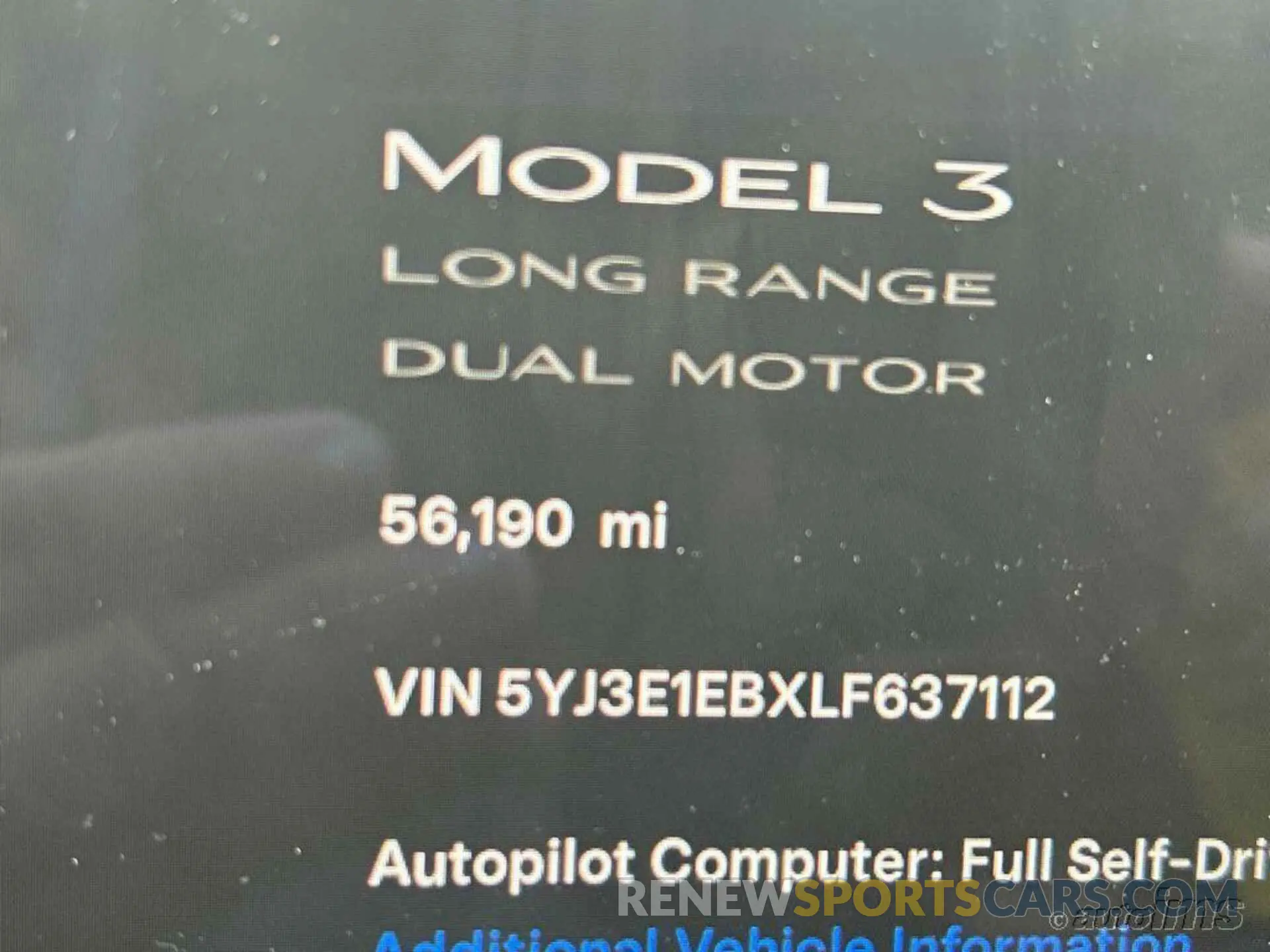 3 Photograph of a damaged car 5YJ3E1EBXLF637112 TESLA MODEL 3 2020