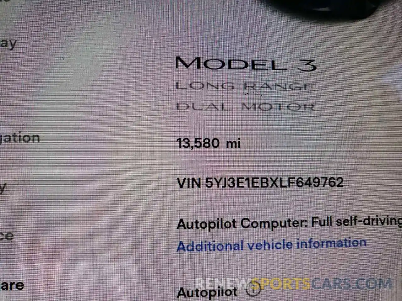 8 Photograph of a damaged car 5YJ3E1EBXLF649762 TESLA MODEL 3 2020