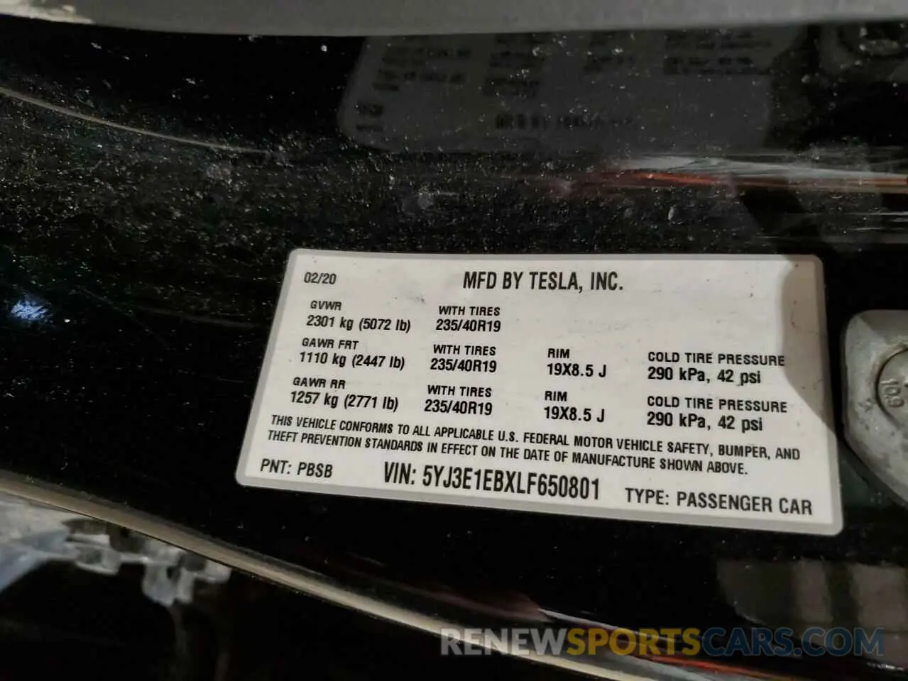 14 Photograph of a damaged car 5YJ3E1EBXLF650801 TESLA MODEL 3 2020