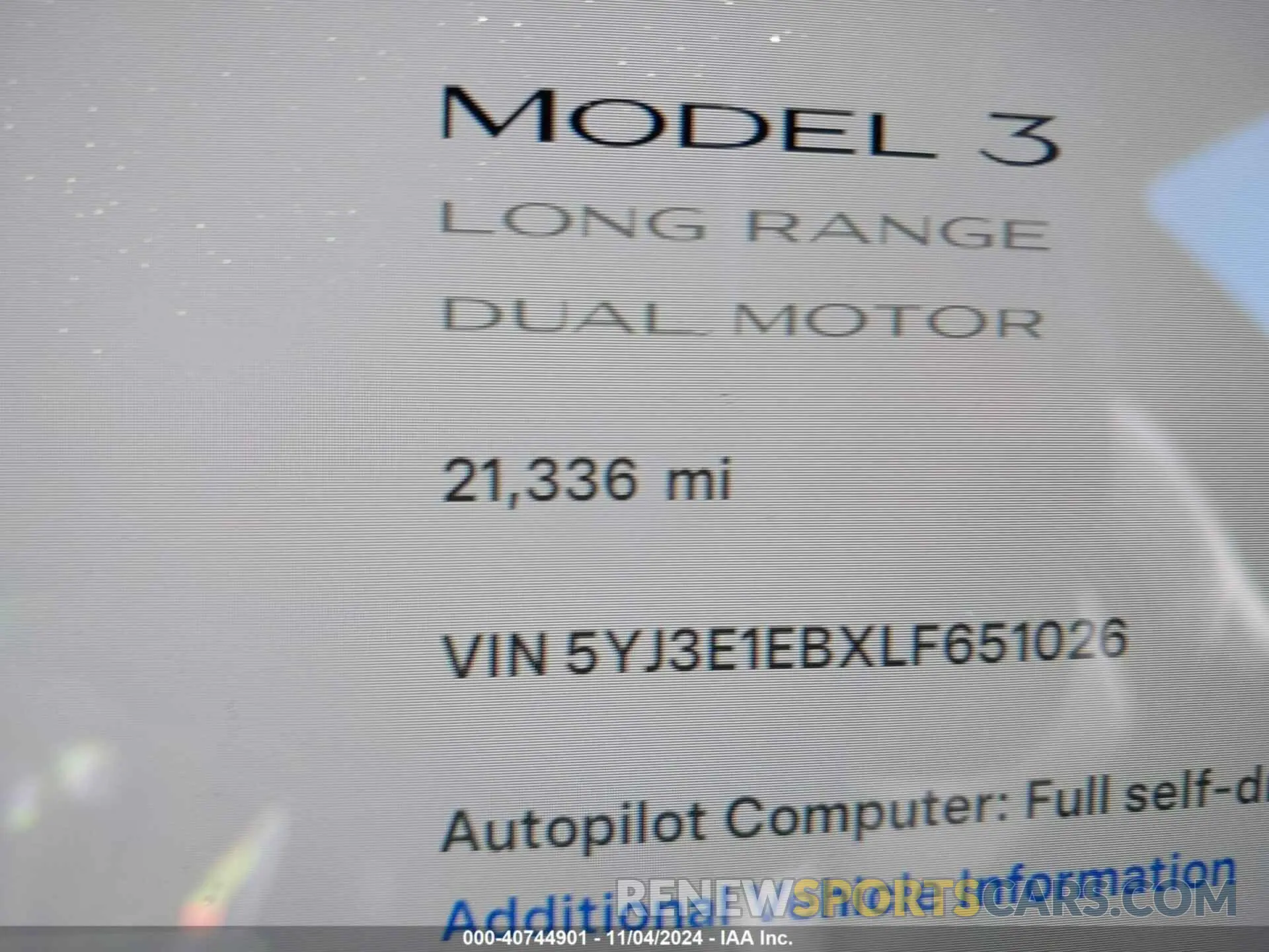 16 Photograph of a damaged car 5YJ3E1EBXLF651026 TESLA MODEL 3 2020