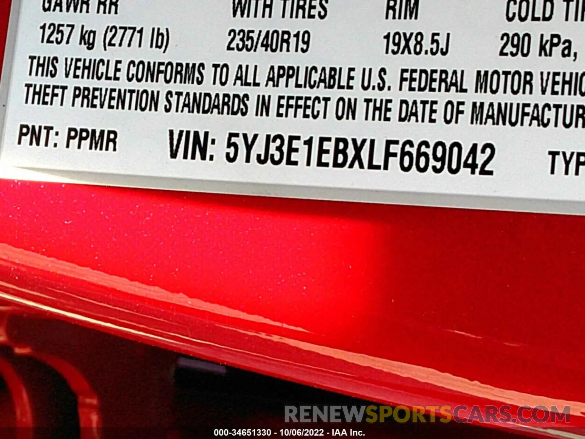 9 Photograph of a damaged car 5YJ3E1EBXLF669042 TESLA MODEL 3 2020