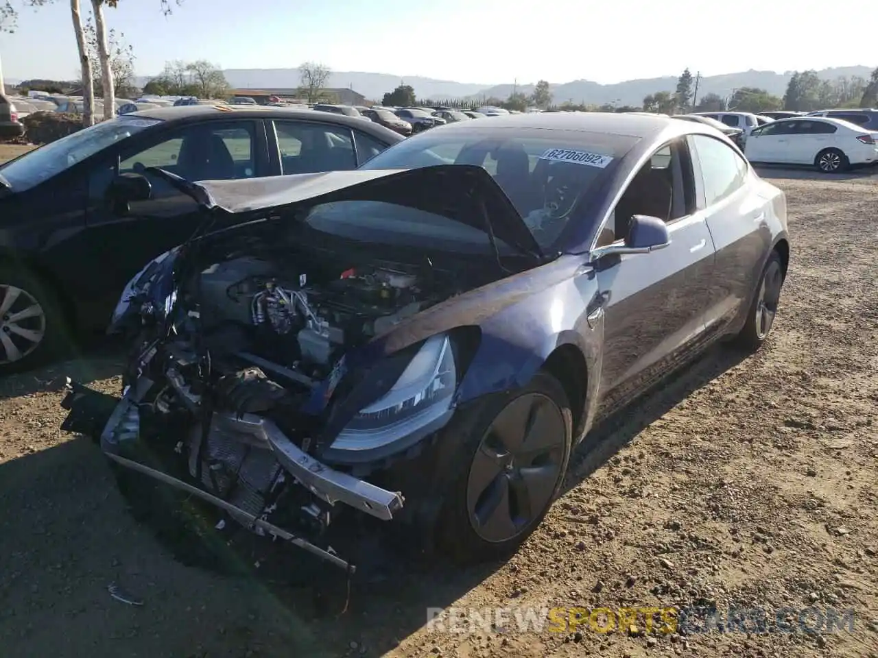 2 Photograph of a damaged car 5YJ3E1EBXLF746394 TESLA MODEL 3 2020