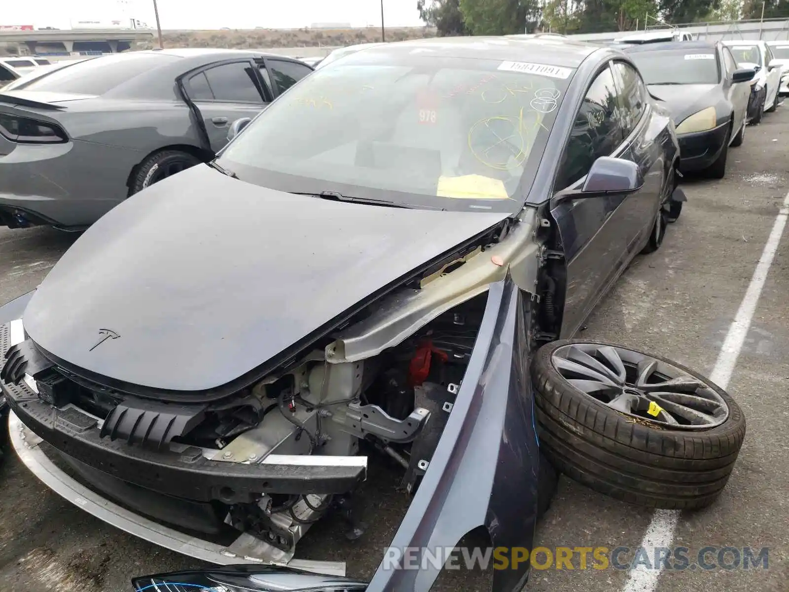 2 Photograph of a damaged car 5YJ3E1EC0LF642070 TESLA MODEL 3 2020