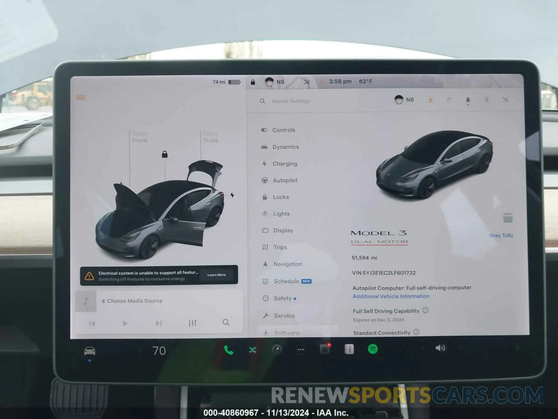 7 Photograph of a damaged car 5YJ3E1EC2LF601732 TESLA MODEL 3 2020