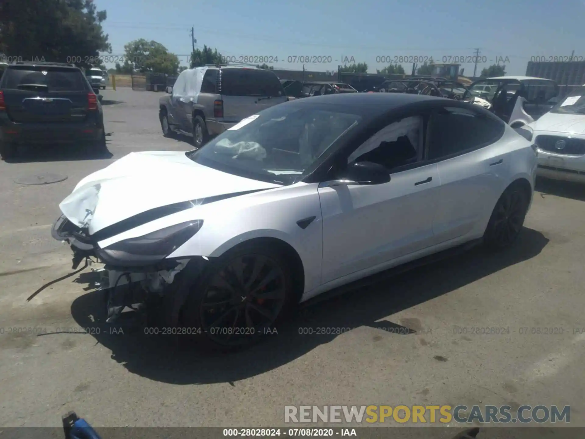 2 Photograph of a damaged car 5YJ3E1EC4LF625045 TESLA MODEL 3 2020