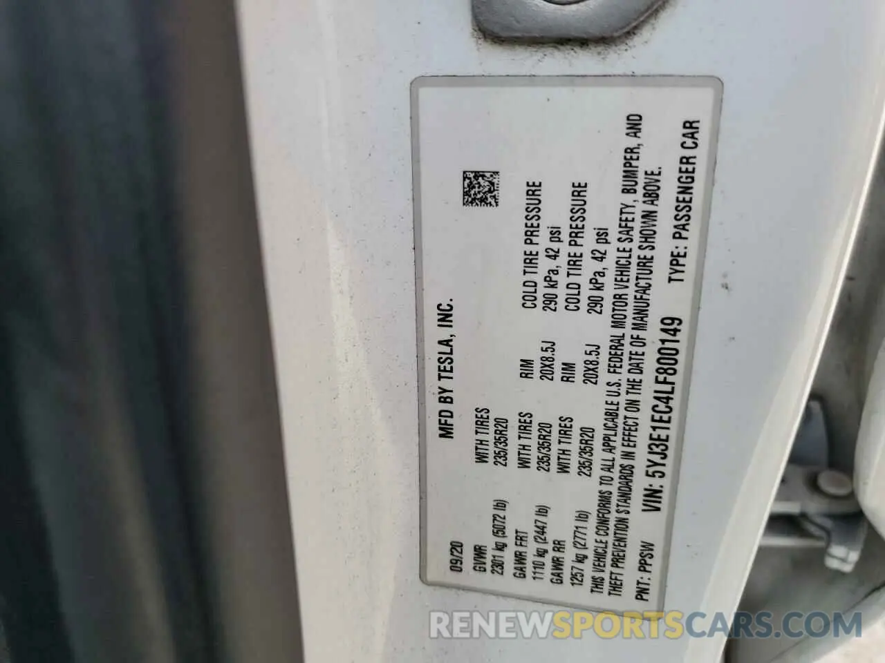 13 Photograph of a damaged car 5YJ3E1EC4LF800149 TESLA MODEL 3 2020