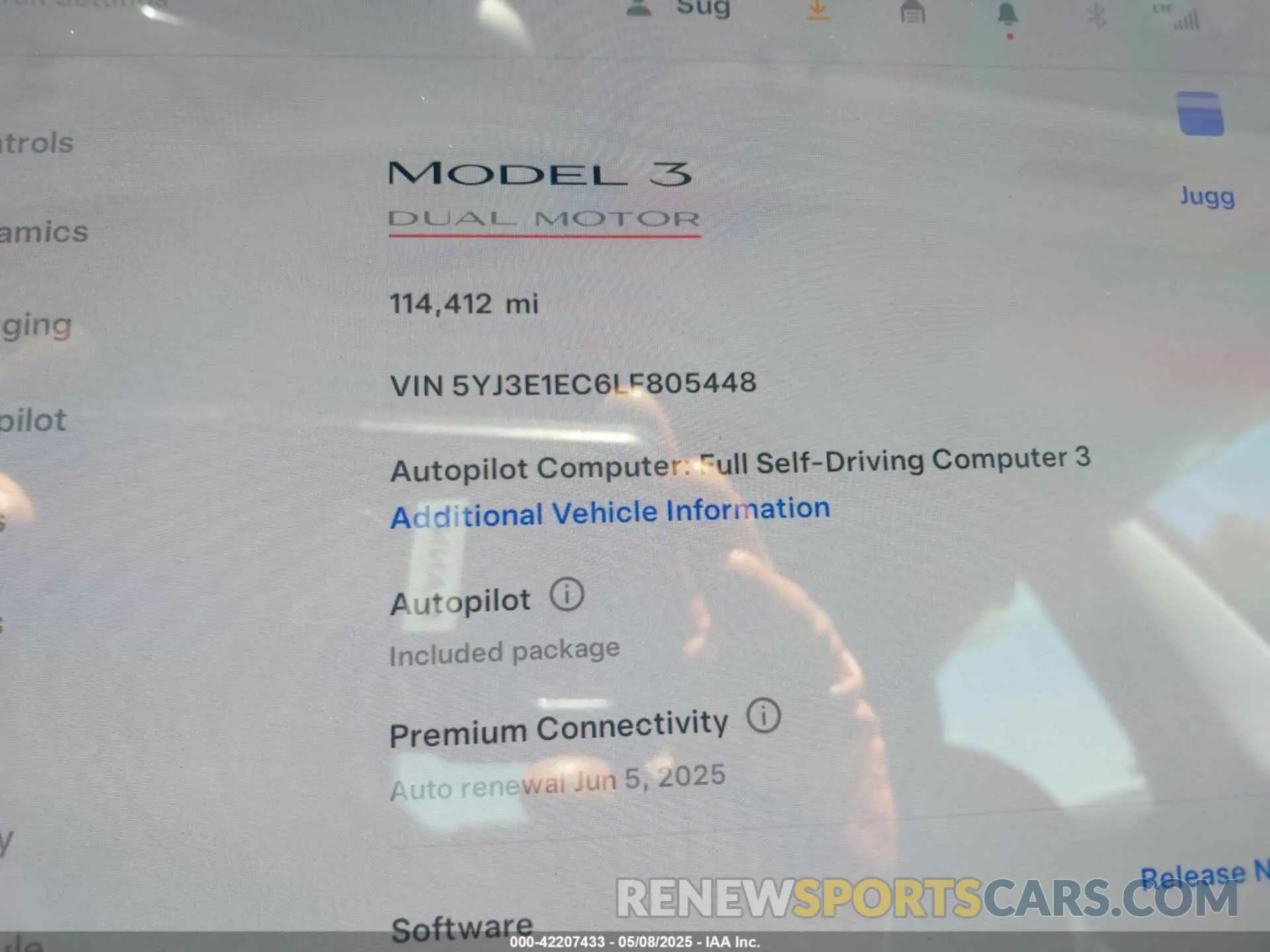 7 Photograph of a damaged car 5YJ3E1EC6LF805448 TESLA MODEL 3 2020