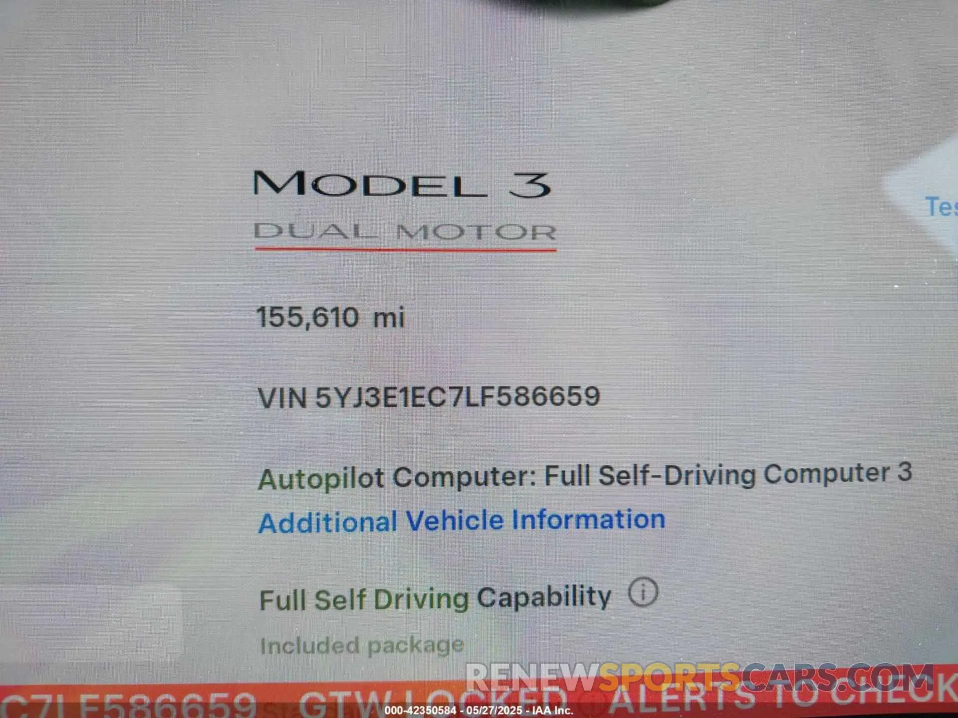 15 Photograph of a damaged car 5YJ3E1EC7LF586659 TESLA MODEL 3 2020