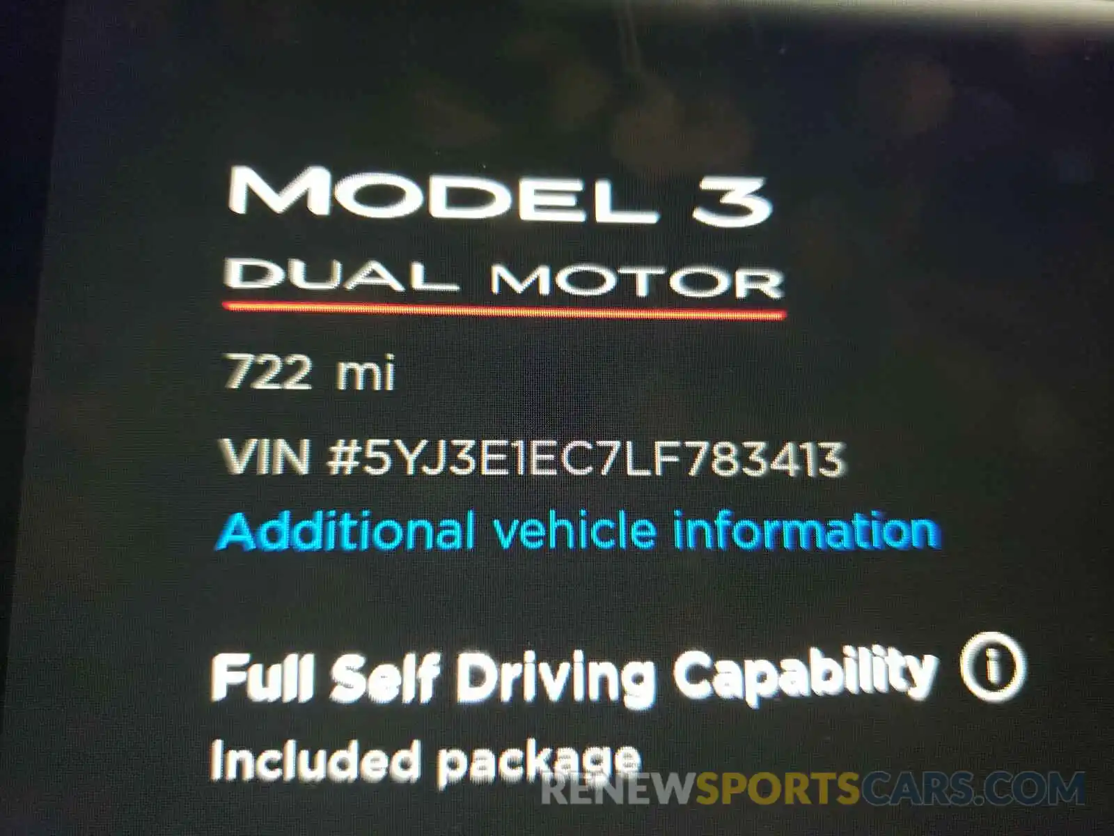 8 Photograph of a damaged car 5YJ3E1EC7LF783413 TESLA MODEL 3 2020