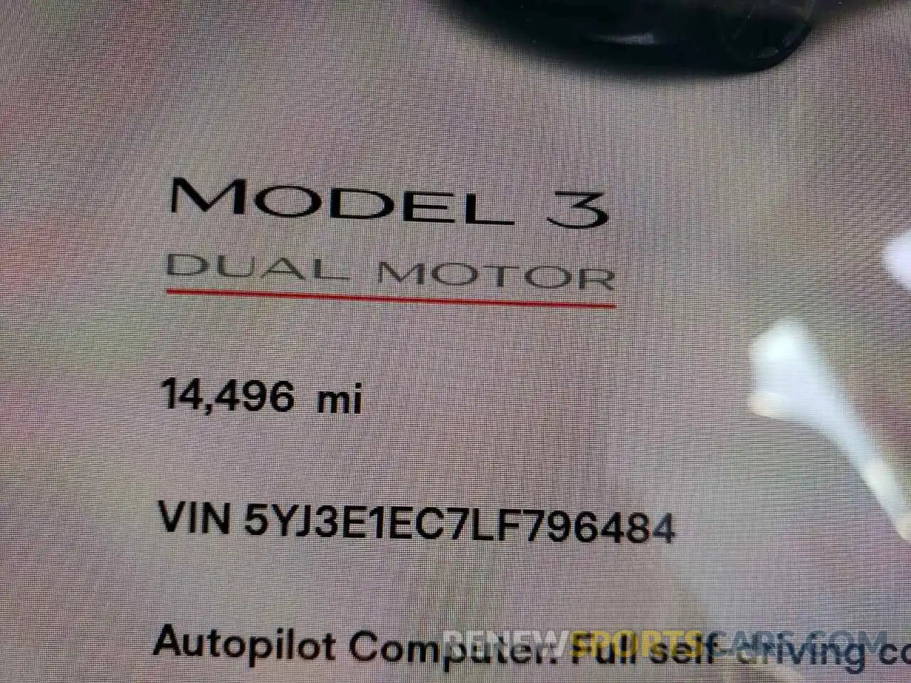 8 Photograph of a damaged car 5YJ3E1EC7LF796484 TESLA MODEL 3 2020