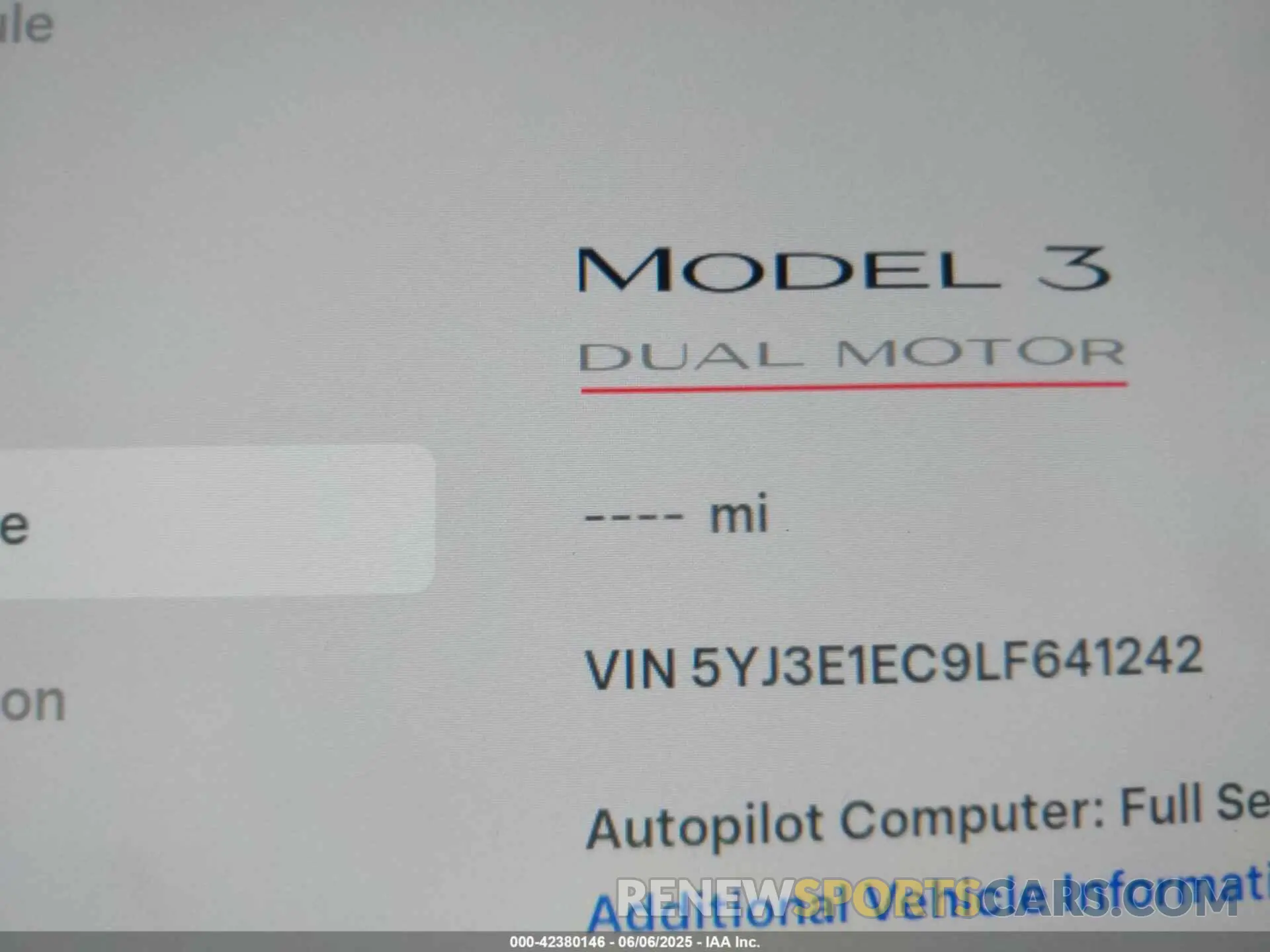 16 Photograph of a damaged car 5YJ3E1EC9LF641242 TESLA MODEL 3 2020