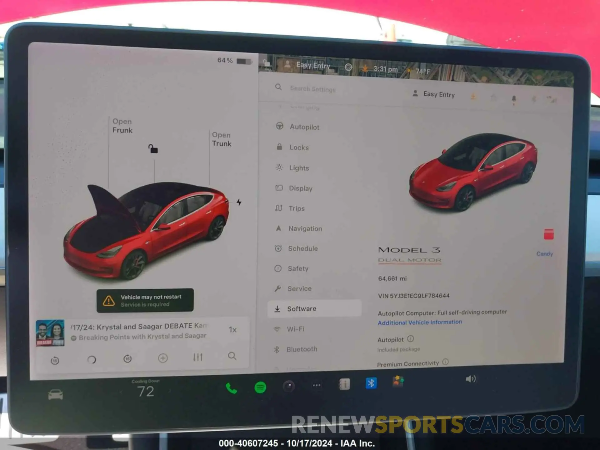 7 Photograph of a damaged car 5YJ3E1EC9LF784644 TESLA MODEL 3 2020