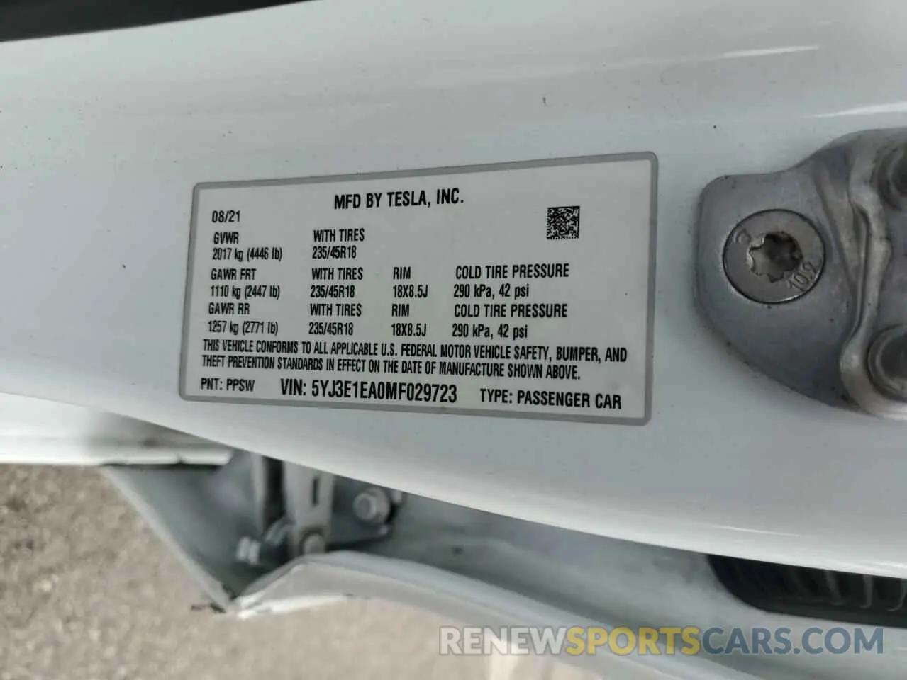 12 Photograph of a damaged car 5YJ3E1EA0MF029723 TESLA MODEL 3 2021