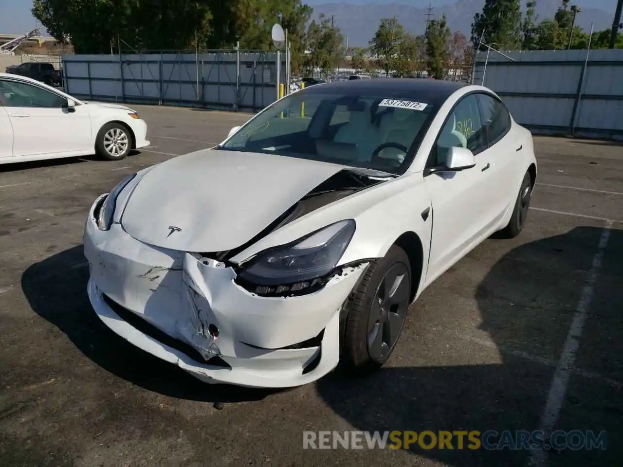 2 Photograph of a damaged car 5YJ3E1EA0MF053374 TESLA MODEL 3 2021