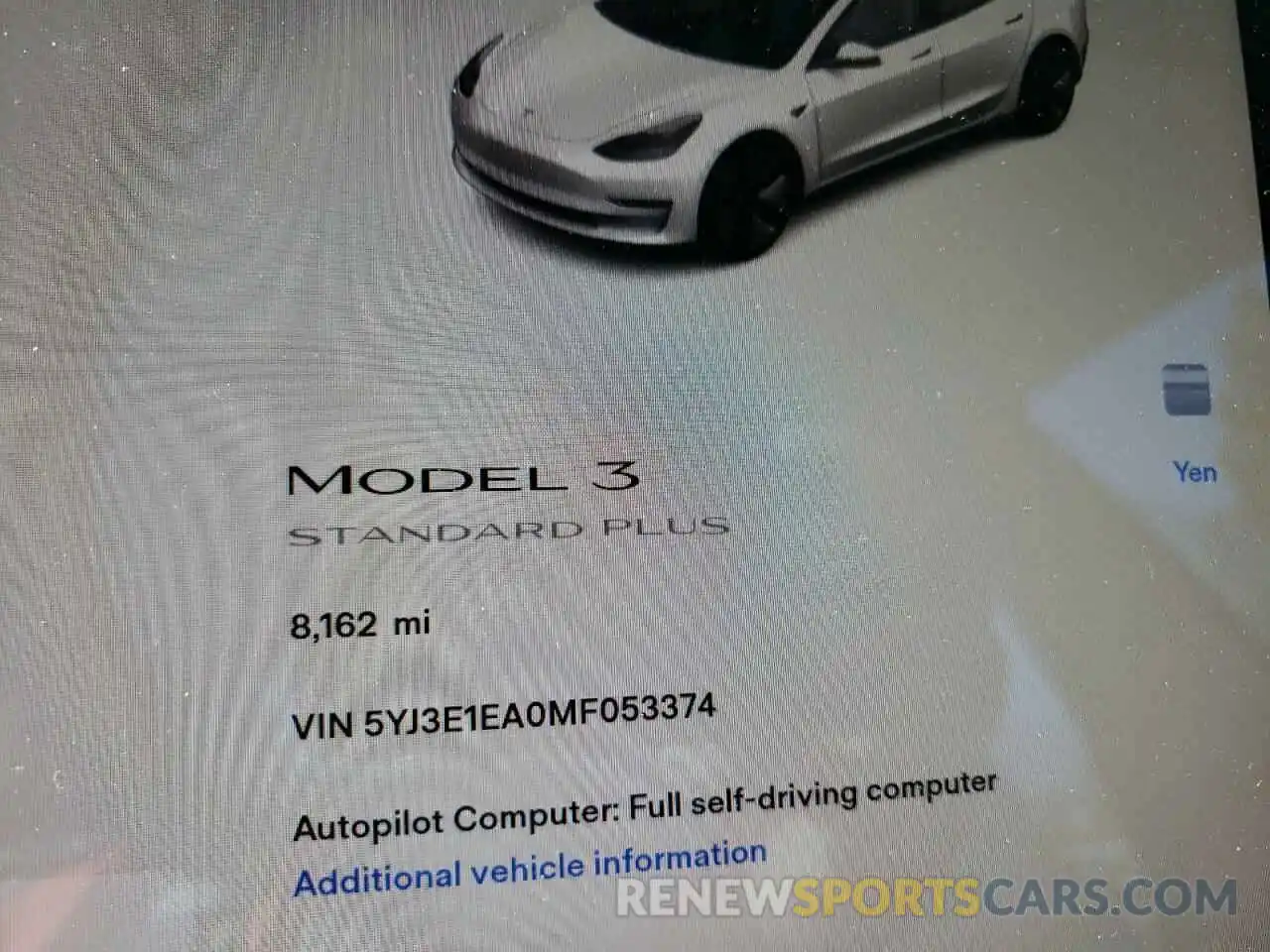 8 Photograph of a damaged car 5YJ3E1EA0MF053374 TESLA MODEL 3 2021