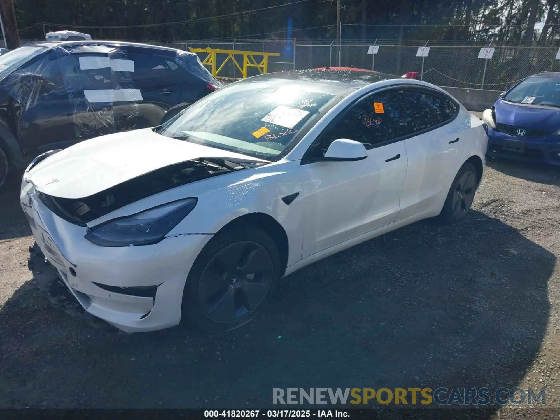 2 Photograph of a damaged car 5YJ3E1EA0MF062074 TESLA MODEL 3 2021