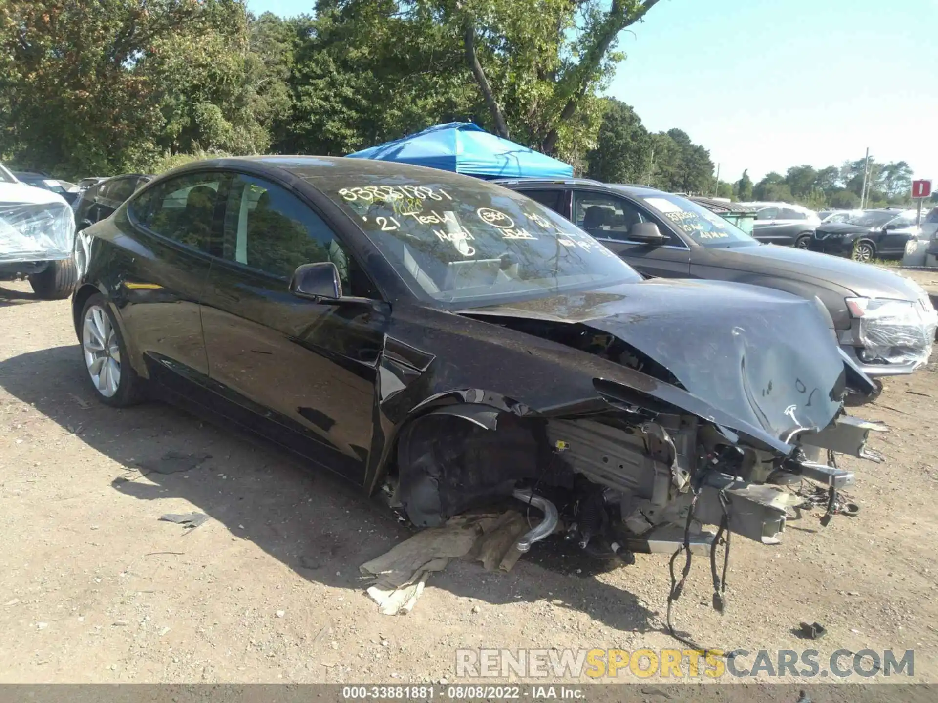 1 Photograph of a damaged car 5YJ3E1EA0MF083202 TESLA MODEL 3 2021