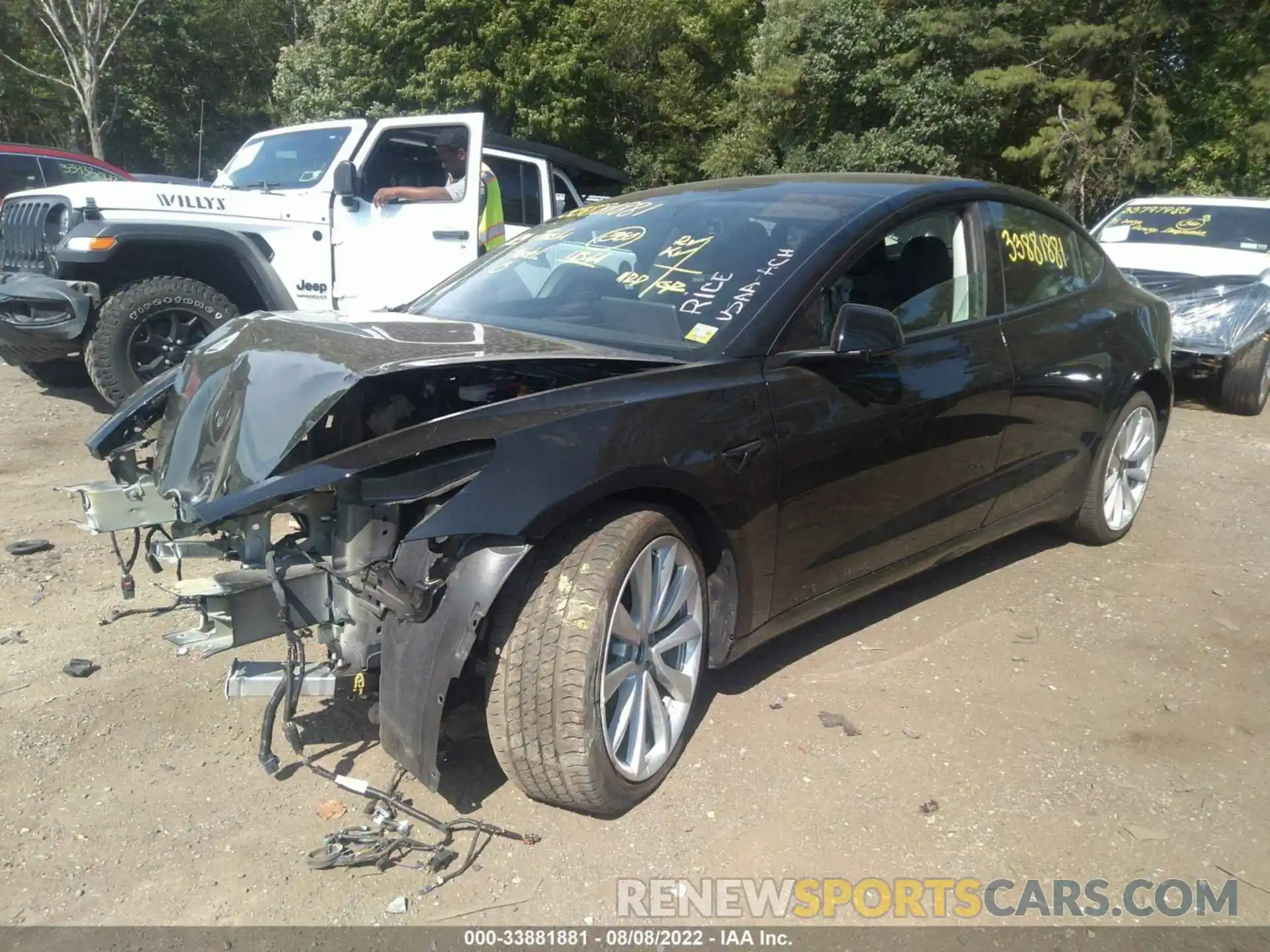 2 Photograph of a damaged car 5YJ3E1EA0MF083202 TESLA MODEL 3 2021