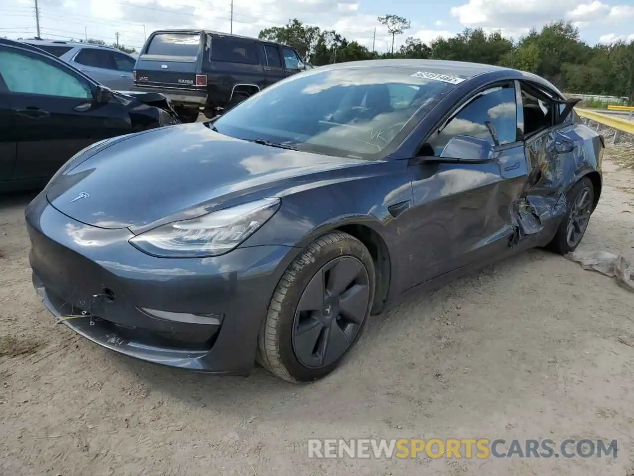 2 Photograph of a damaged car 5YJ3E1EA0MF851700 TESLA MODEL 3 2021