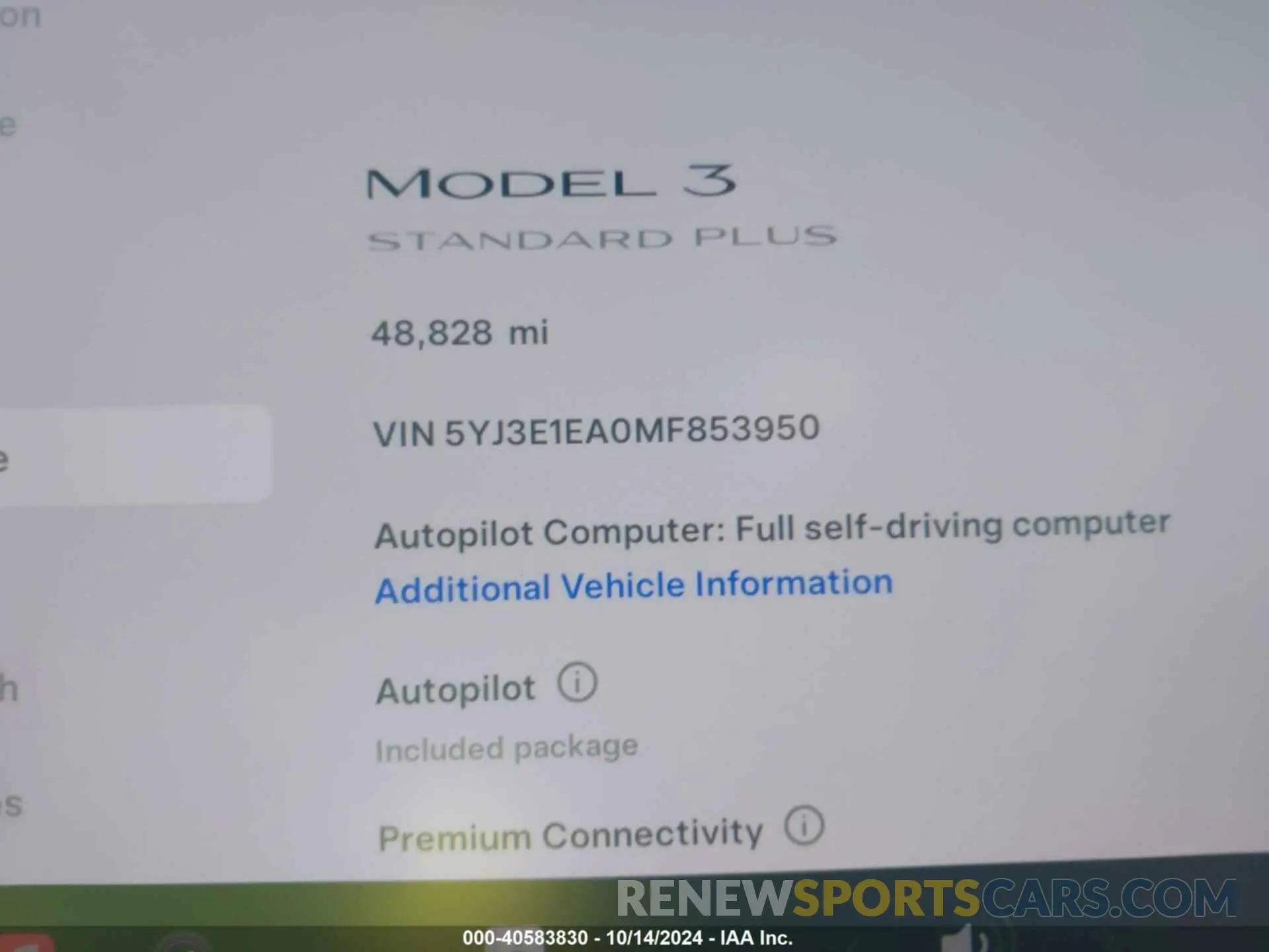 15 Photograph of a damaged car 5YJ3E1EA0MF853950 TESLA MODEL 3 2021