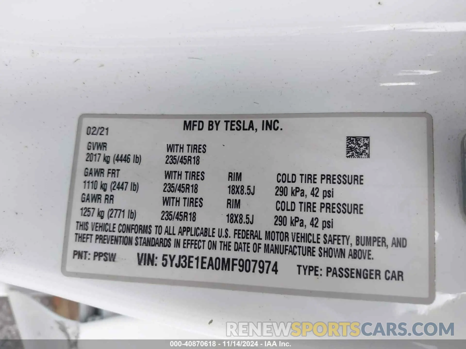 9 Photograph of a damaged car 5YJ3E1EA0MF907974 TESLA MODEL 3 2021