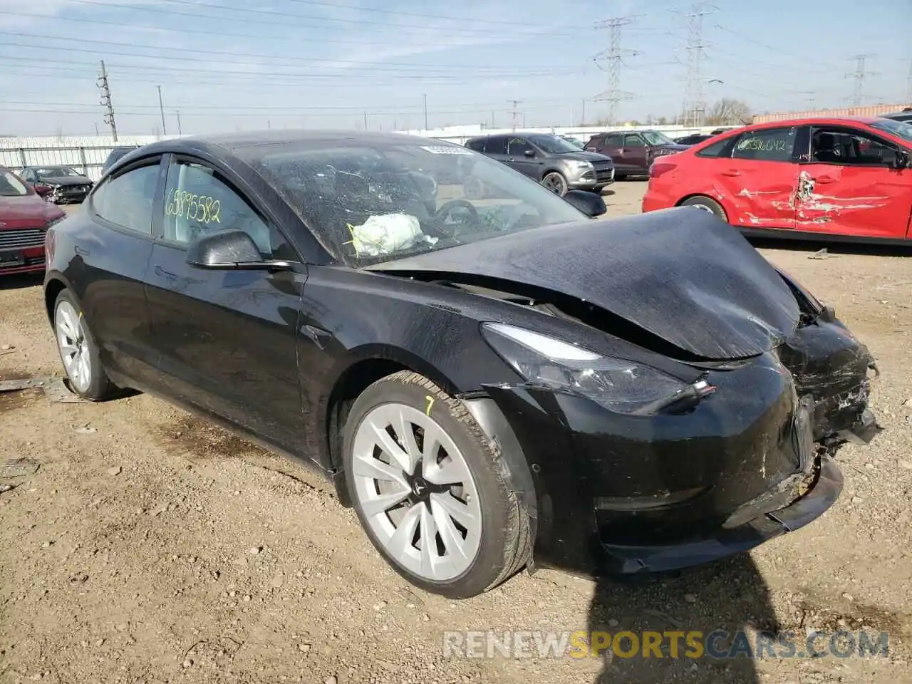 1 Photograph of a damaged car 5YJ3E1EA0MF908056 TESLA MODEL 3 2021