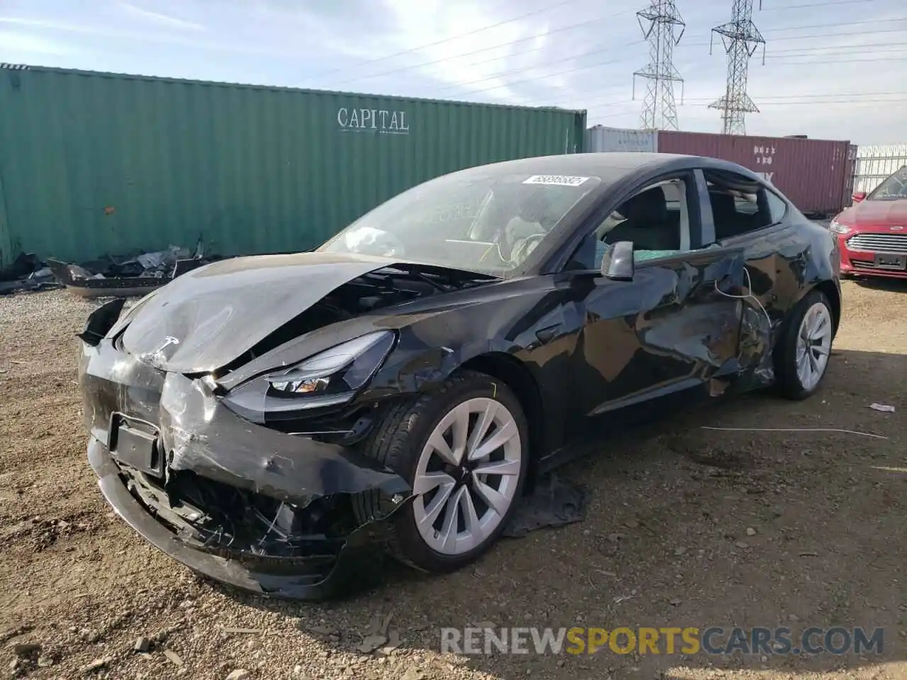 2 Photograph of a damaged car 5YJ3E1EA0MF908056 TESLA MODEL 3 2021