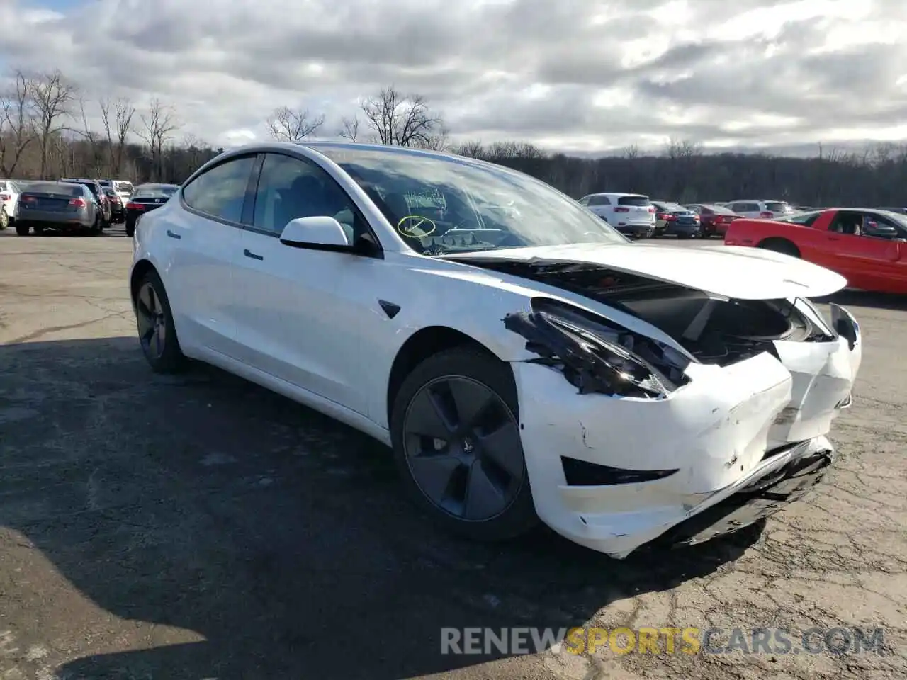 1 Photograph of a damaged car 5YJ3E1EA0MF913290 TESLA MODEL 3 2021